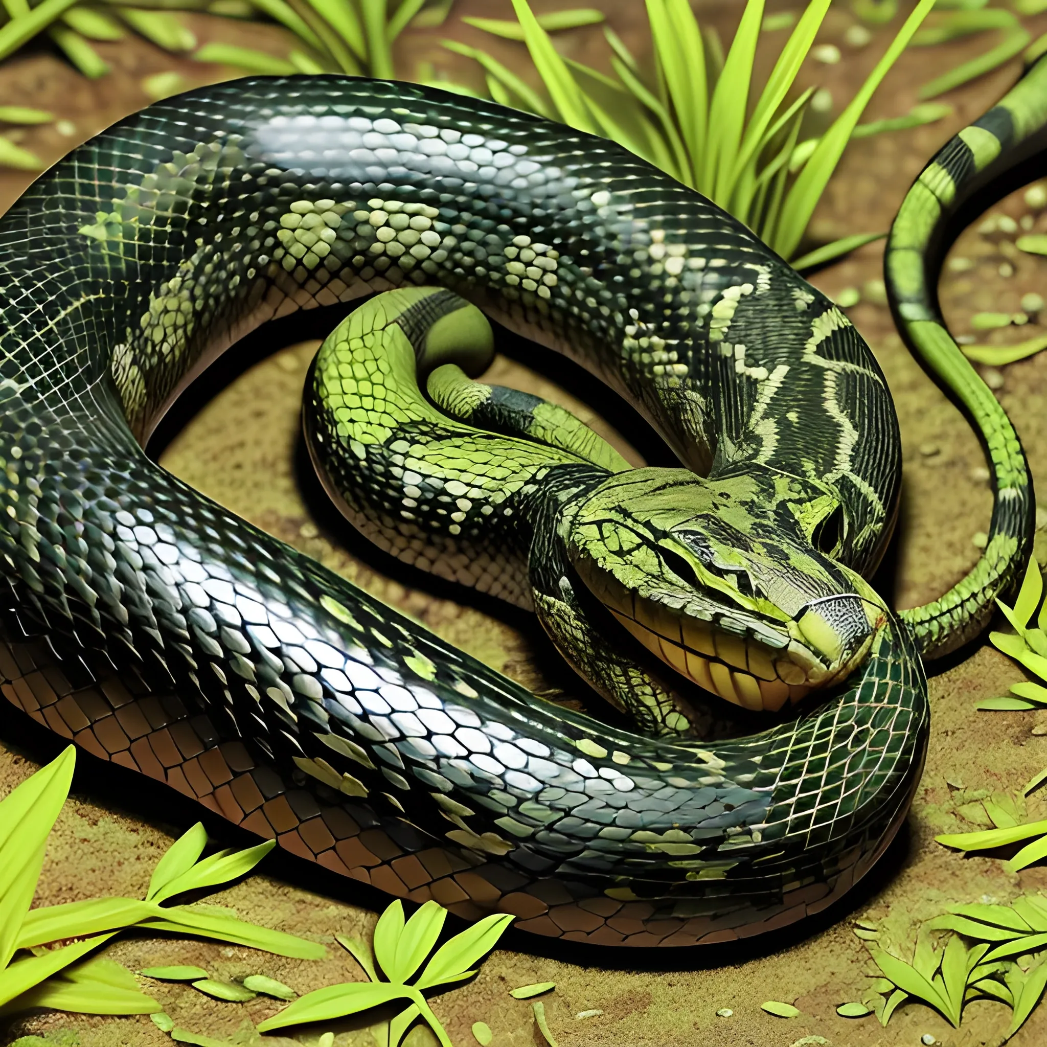 Appearance: The Poisonous Snake is a small to medium-sized reptile with a slender body and a distinctive pattern of scales. Its colors can vary widely, from vibrant and striking patterns to more muted earth tones, helping it blend into its natural surroundings. The snake's head is triangular, and it has a pair of fangs at the front of its mouth, through which it delivers its venom.

Features: The Poisonous Snake is known for its venomous bite, which it uses to incapacitate its prey and defend itself from threats. Its venom can vary in potency, from causing mild discomfort to being deadly, depending on the species. While not as powerful as the venom of more dangerous creatures, the Poisonous Snake's bite can still cause considerable harm to unwary adventurers.

Habitat: Poisonous Snakes can be found in a wide range of environments, from dense jungles and forests to dry deserts and grasslands. They are highly adaptable creatures and can thrive in various conditions, making them a common sight in untamed wilderness areas.

Behavior: The Poisonous Snake is a stealthy predator, relying on its camouflage and patience to ambush its prey. It strikes quickly and accurately, using its venom to immobilize and begin the process of consuming its victim. Poisonous Snakes are generally non-aggressive towards larger creatures, preferring to flee rather than confront a potential threat.

Role in the World: In your DND world, Poisonous Snakes could serve as common dangers in the wild, particularly in regions where adventurers explore untamed territories. Druids and rangers might have a connection with these creatures, viewing them as part of the natural balance.

Encountering a Poisonous Snake in the wild can be a common and potentially hazardous event for adventurers. While they are generally not aggressive, they may strike if they feel threatened or cornered. Players might need to exercise caution and use skills such as animal handling or survival to avoid confrontations with these venomous reptiles. If adventurers do find themselves bitten, they must act quickly to counteract the effects of the venom and avoid more serious consequences.

The presence of Poisonous Snakes in your campaign adds an element of realism and danger to the wilderness. Players will need to be vigilant and watchful during their travels, as the risk of encountering these venomous creatures is ever-present. Poisonous Snakes can also serve as a minor but meaningful challenge, especially for lower-level adventurers, teaching them the importance of preparation and awareness in the untamed wilderness.