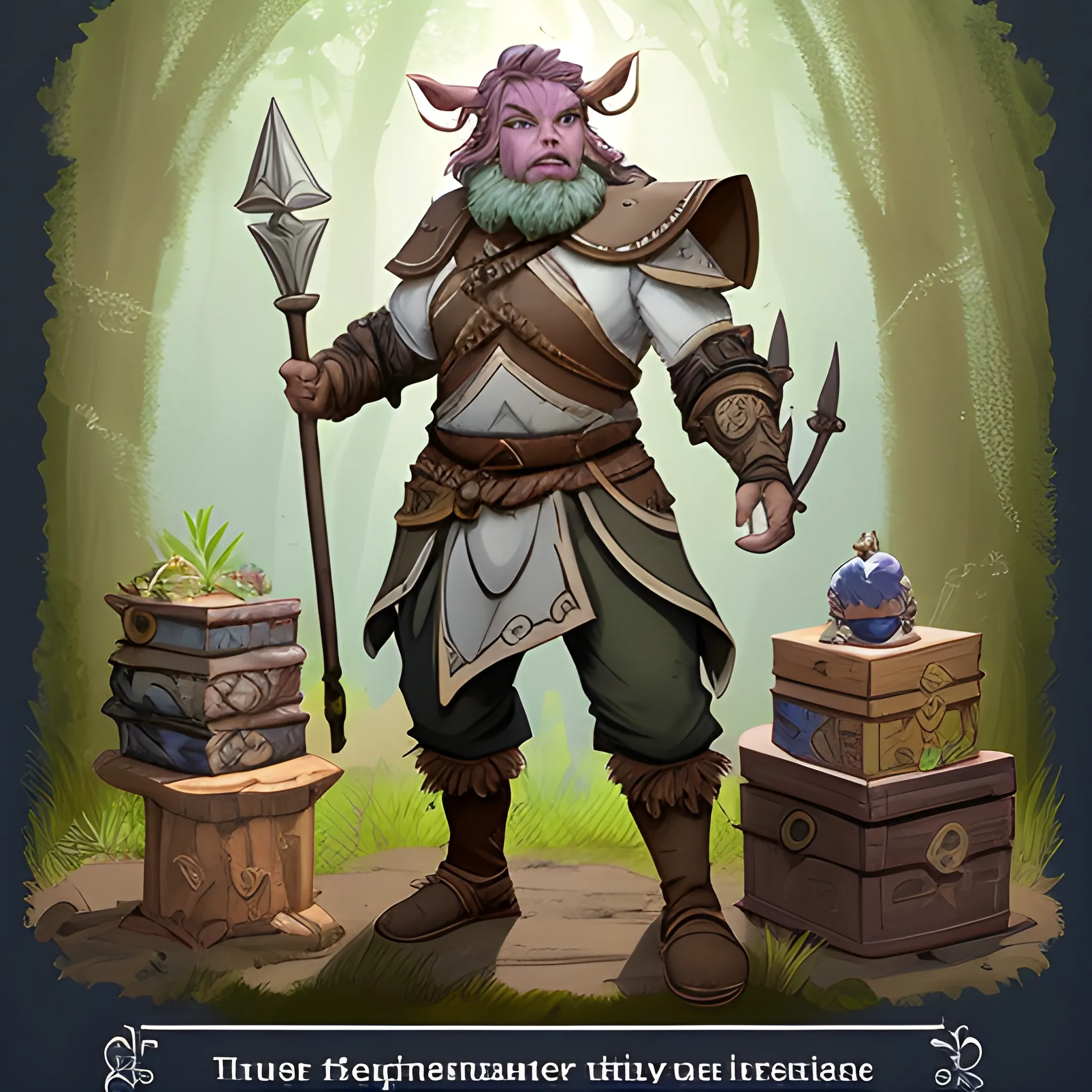 Appearance: The Firbolg paladin merchant is an imposing yet gentle figure, embodying the harmonious blend of strength and compassion. Standing tall, their towering frame is covered in earth-toned fur, seamlessly blending with the natural surroundings. Their eyes radiate a sense of wisdom and kindness, and their warm smile puts even the weariest travelers at ease. They wear simple and practical attire, adorned with handcrafted symbols of their devotion to their chosen path as a paladin.

Features: The Firbolg paladin merchant is not just a purveyor of goods but also a protector of the weak and defender of justice. They possess a deep-rooted sense of empathy and strive to bring peace and prosperity to all they encounter. Their connection with nature grants them a unique understanding of the land and its resources, allowing them to offer rare and sustainable goods to their customers.

Habitat: The Firbolg paladin merchant can be found traveling far and wide, bringing their wares and ideals to both bustling cities and remote villages. They often set up stalls at the edges of markets or in the midst of nature, attracting customers seeking ethically sourced and ecologically friendly products. In your DND world, this Firbolg might hail from a sacred grove, a guardian of ancient traditions, or a wandering advocate for harmony and balance.

Behavior: True to their Firbolg nature, the paladin merchant is a calm and introspective individual, always seeking to understand the needs and desires of others. They are not driven by greed or ambition but by a deep desire to make the world a better place. As a paladin, they uphold a strict code of honor and strive to protect the innocent and bring justice to those who harm others.

Role in the World: In your DND world, the Firbolg paladin merchant is a symbol of ethical commerce and responsible entrepreneurship. Their stalls are a haven for those seeking ethically sourced goods and rare items that won't harm the environment. Adventurers may find themselves drawn to the paladin merchant, not just for their unique products, but also for the wisdom and guidance they offer.

Encountering a Firbolg paladin merchant in your campaign can be an uplifting and transformative experience for players. It presents an opportunity to explore themes of environmental stewardship, social responsibility, and the impact of commerce on the world. The interactions with this paladin merchant can lead to inspiring role-playing moments, where players might learn about the importance of balance and the interconnectedness of all living things.

The presence of a Firbolg paladin merchant in your campaign world adds a touch of nature and spirituality to the commercial landscape. Their presence is a reminder that commerce can be a force for good, and the choices individuals make can have far-reaching consequences for the world. This NPC can become a cherished and respected character in your DND campaign, leaving a lasting impression on players as they navigate the complexities of commerce and ethics in your vibrant and dynamic world.