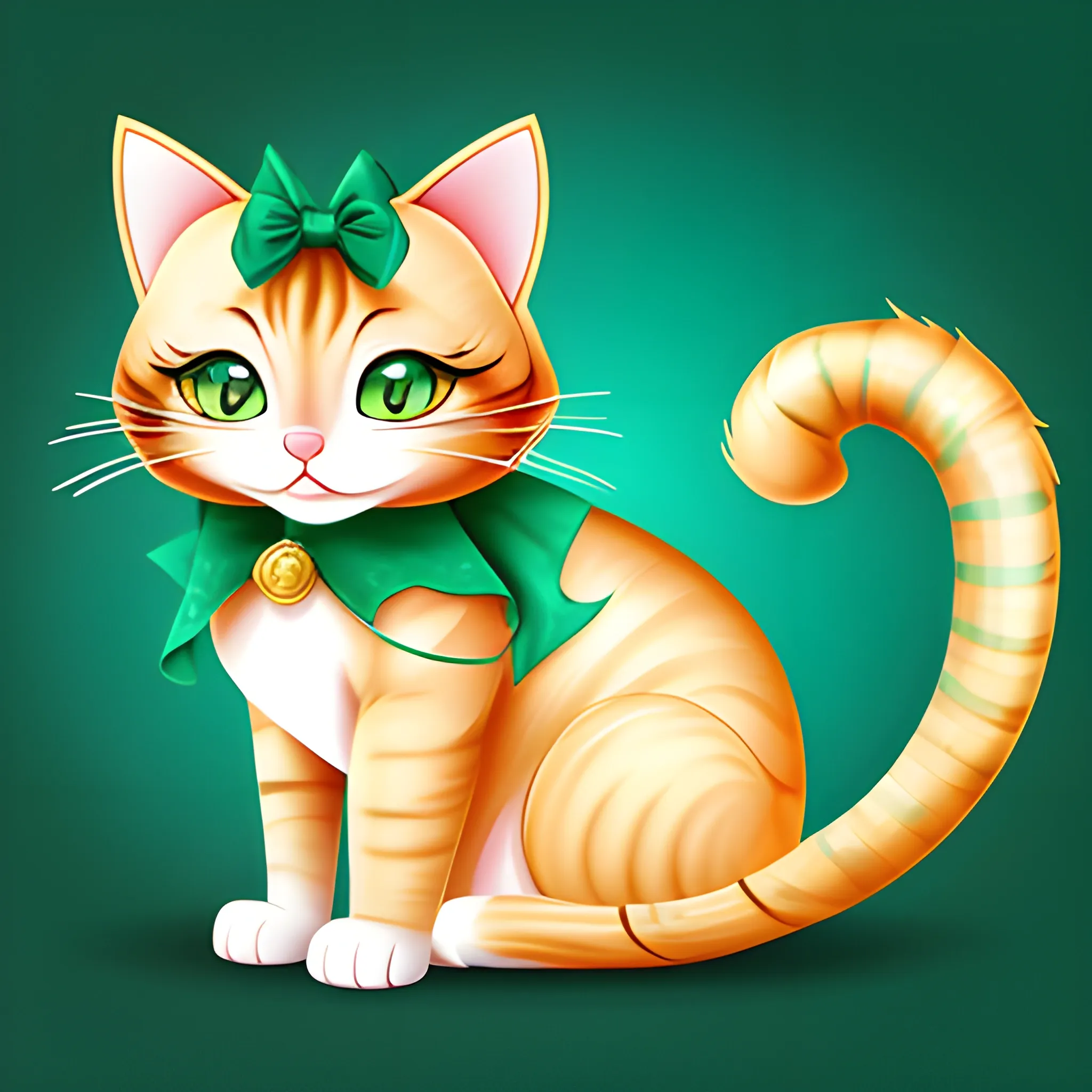  playful Tiffany cat named Kitcat. With her luxurious coat shimmering like spun gold and her eyes the color of emerald,, ,  Cartoon