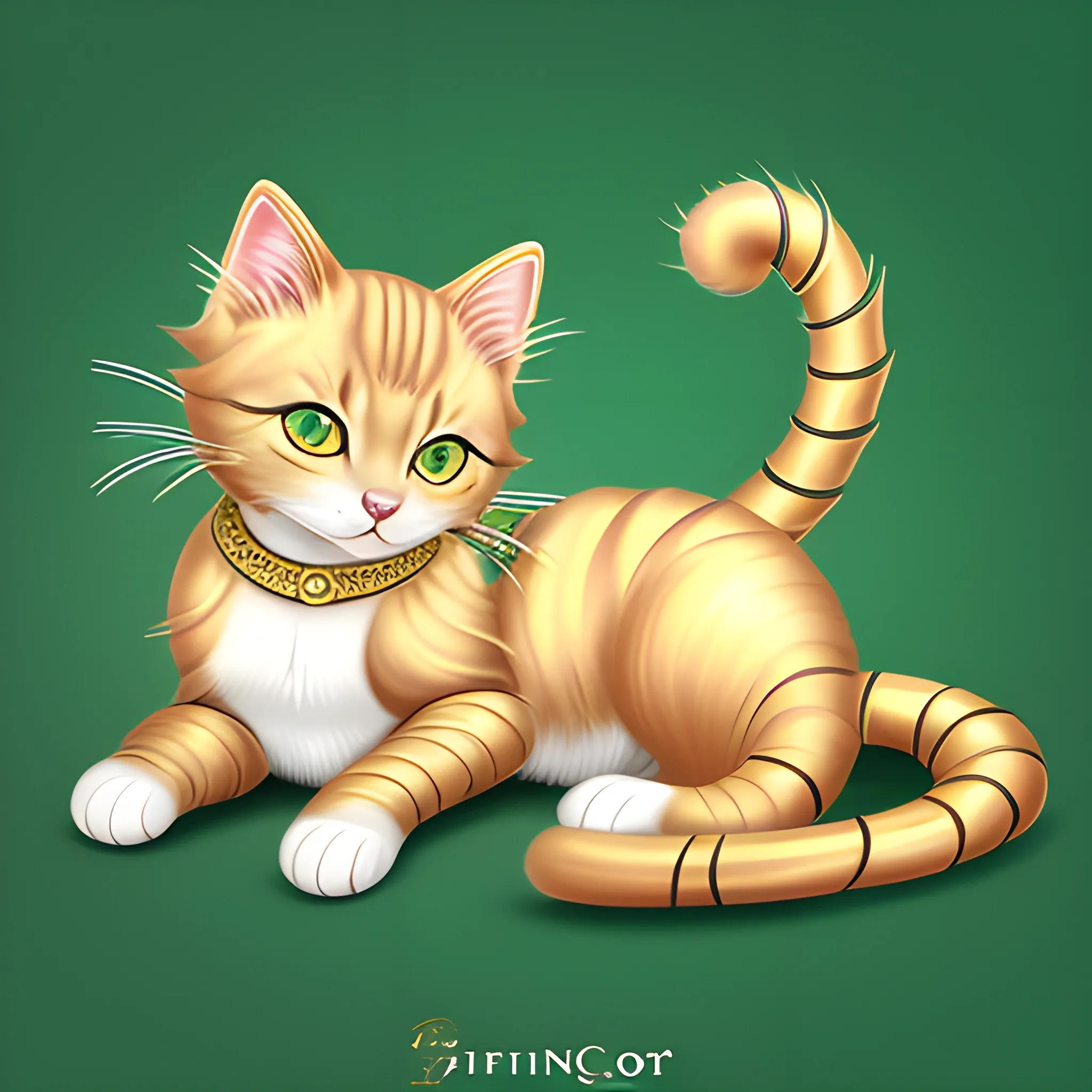  playful Tiffany cat named Kitcat. With her luxurious coat shimmering like spun gold and her eyes the color of emerald,, ,  Kitcat would wake from her cozy slumber and stretch her whiskers in excitement Cartoon