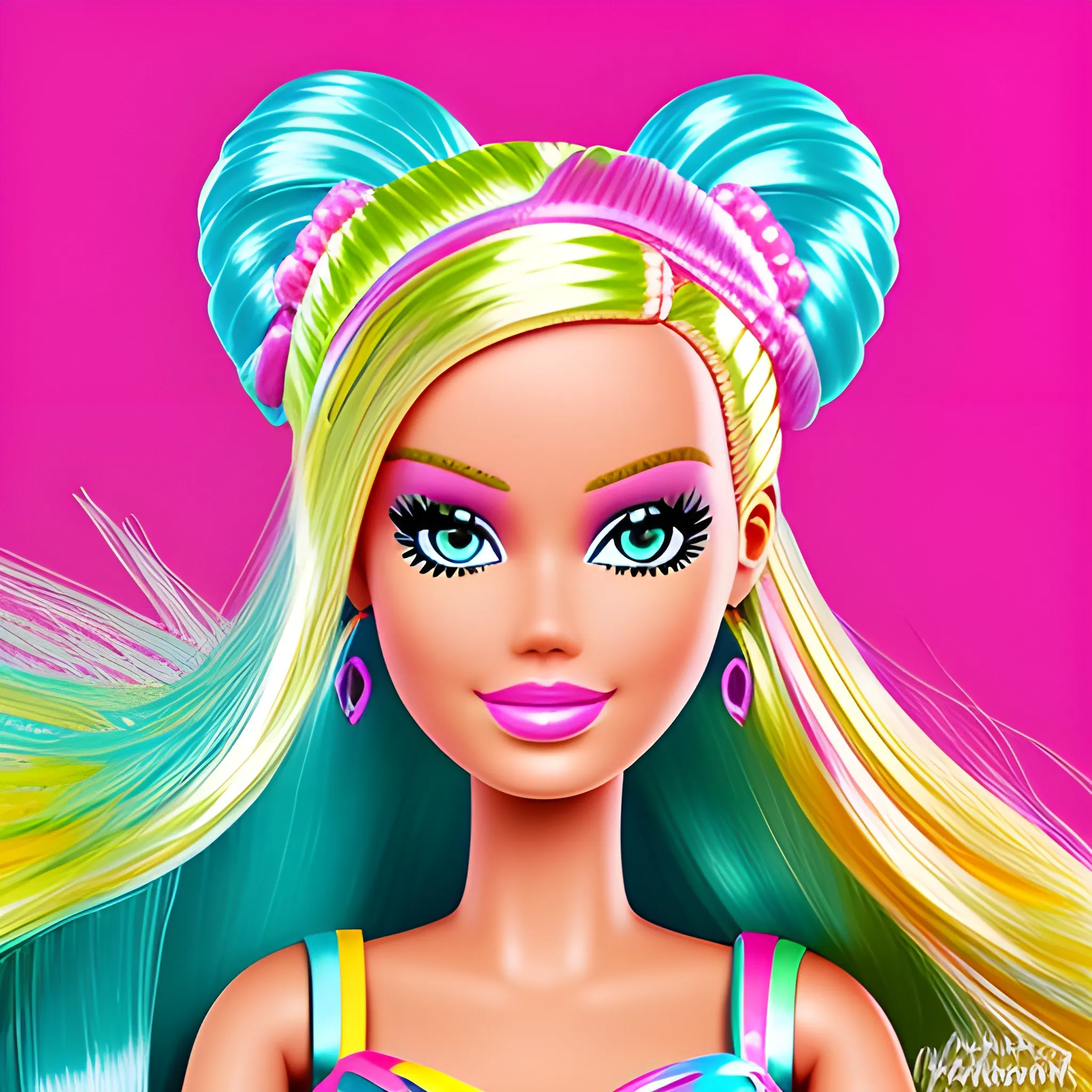 barbie, barbie art style, Colorido, Divertido, Vibrante, Texturizado, Altamente detallado, Moderno, Arte digital, Trending

