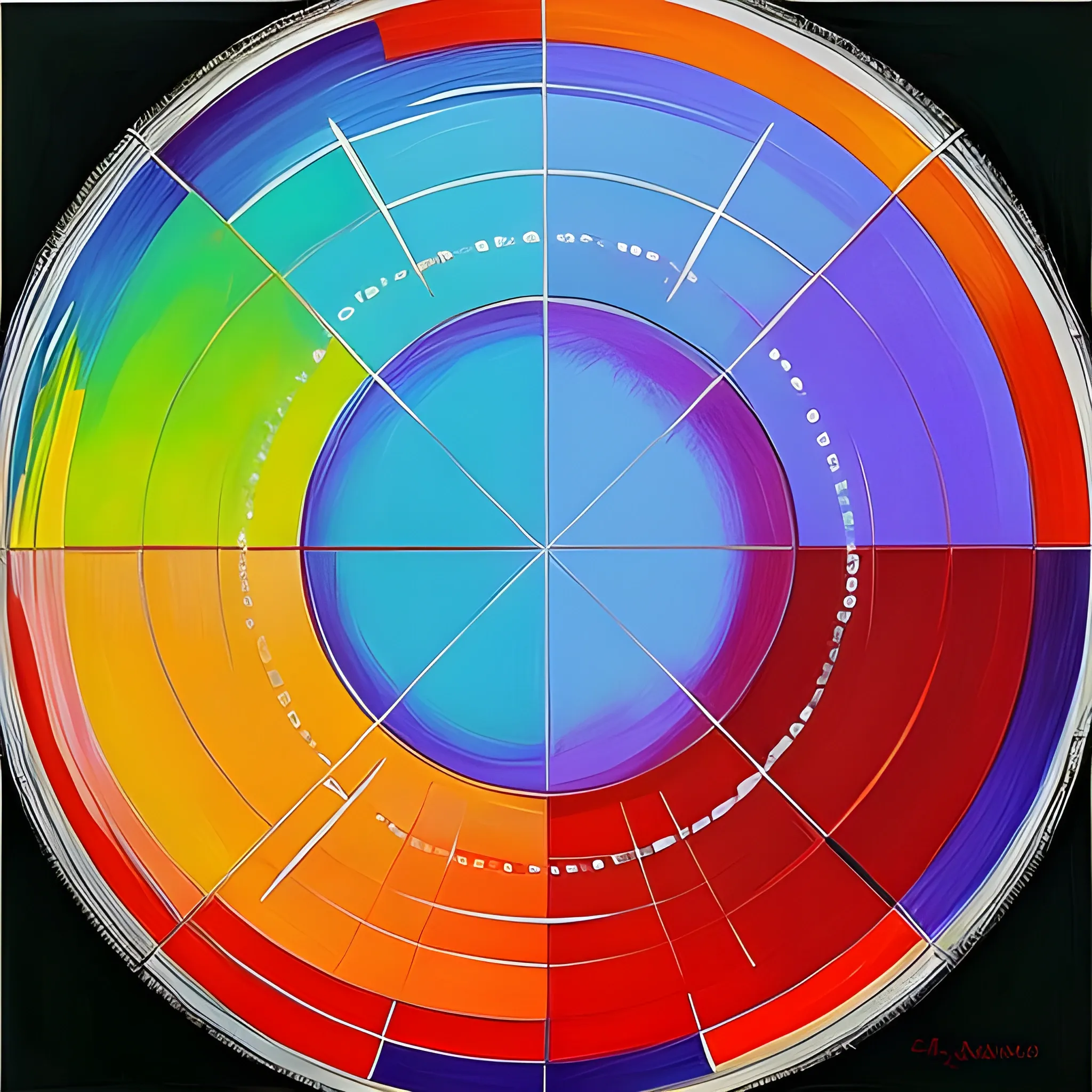 lot of circles = 7200°  + 180°  = °  , lot of colors , Oil Painting