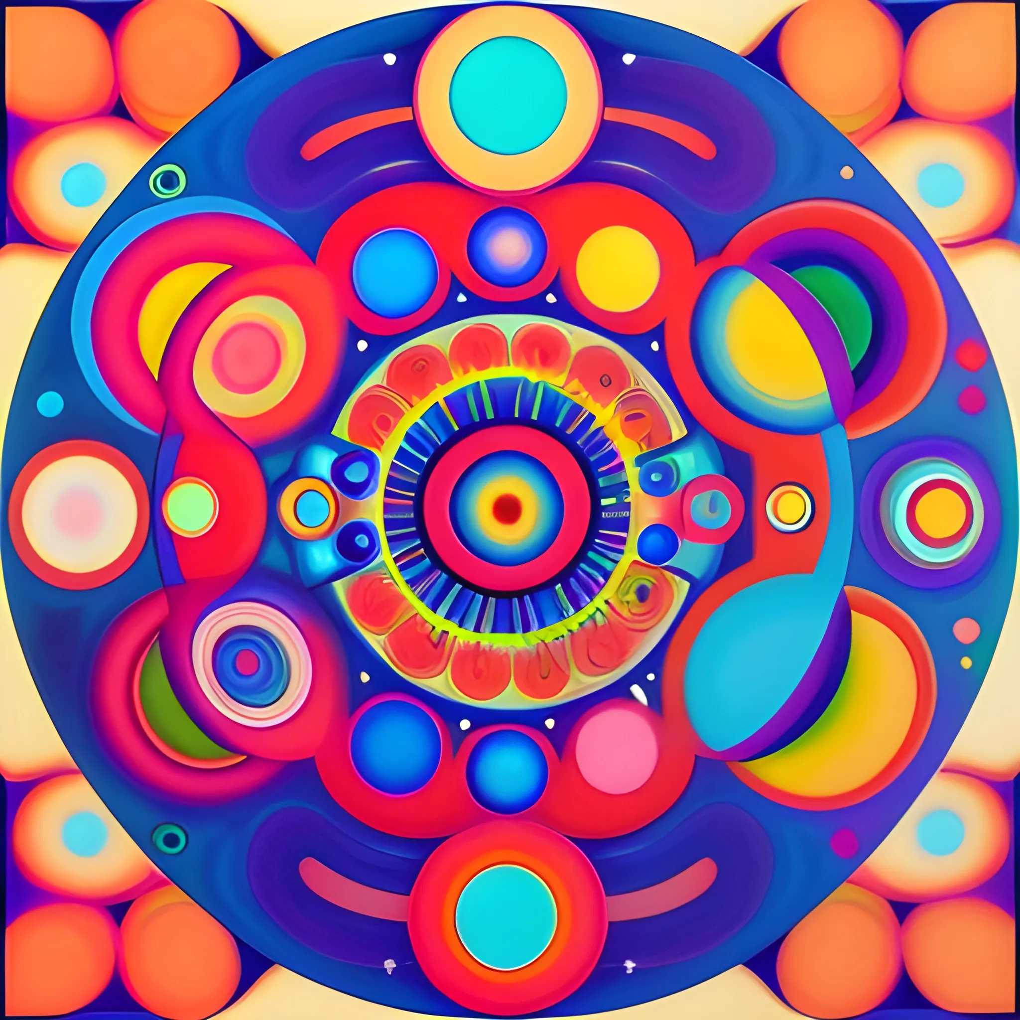 lot of circles = 7200°  + 180°  = °  , lot of colors , Oil Painting, 3D, Trippy