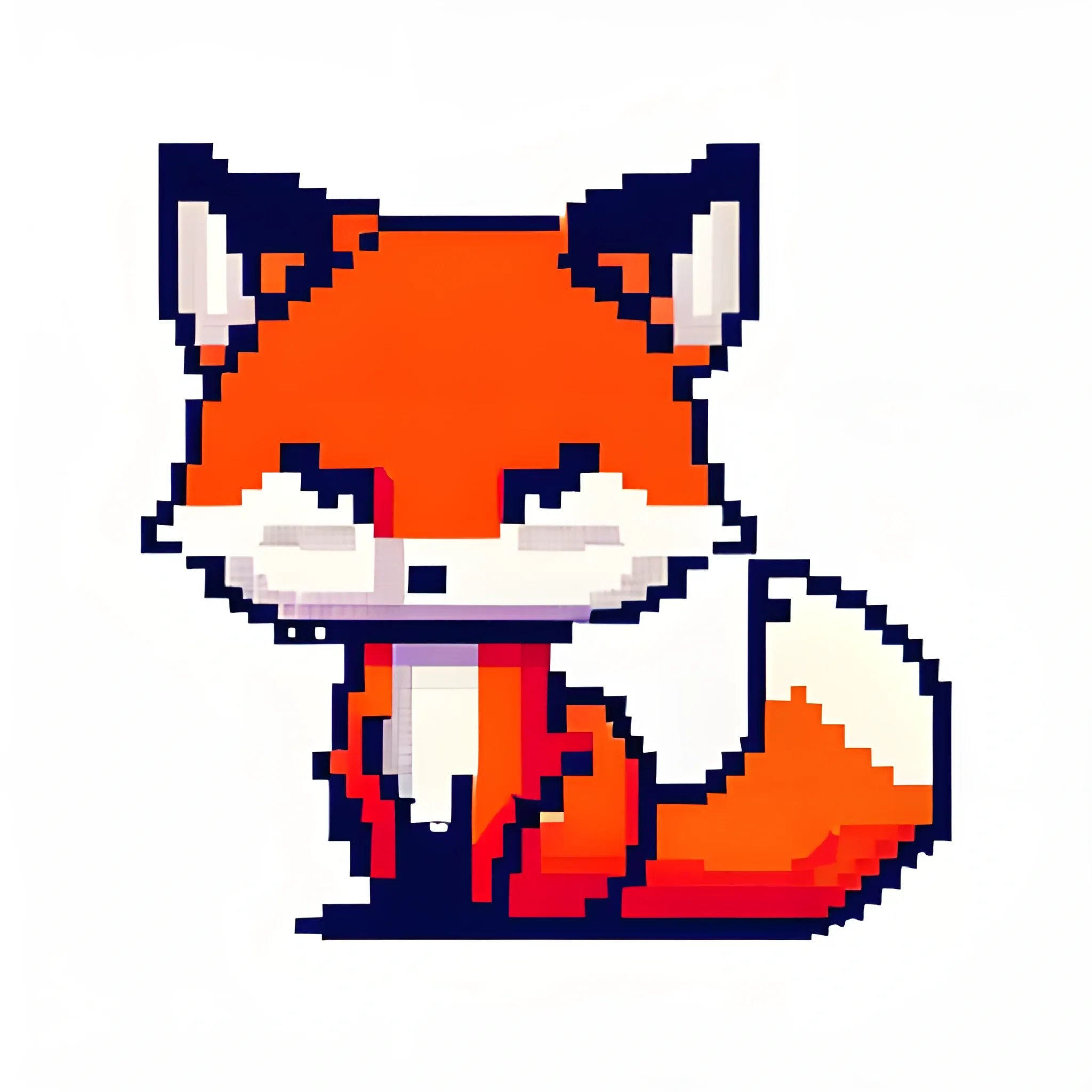 T-shirt design, a cute fox, sleeping, pixel art style, white background