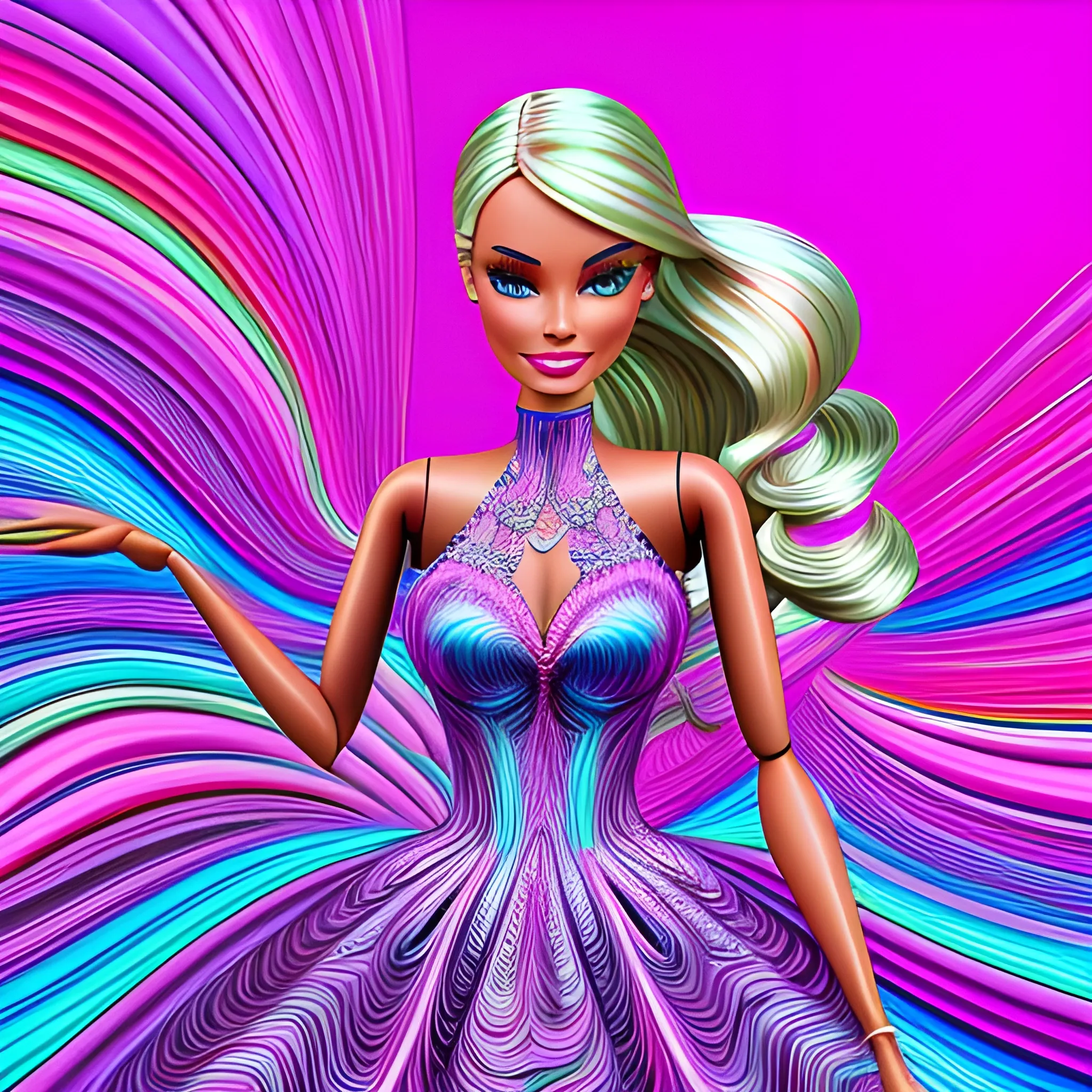 Barbie, smooth digital artwork, psychedelic digital art,
 Pencil Sketch