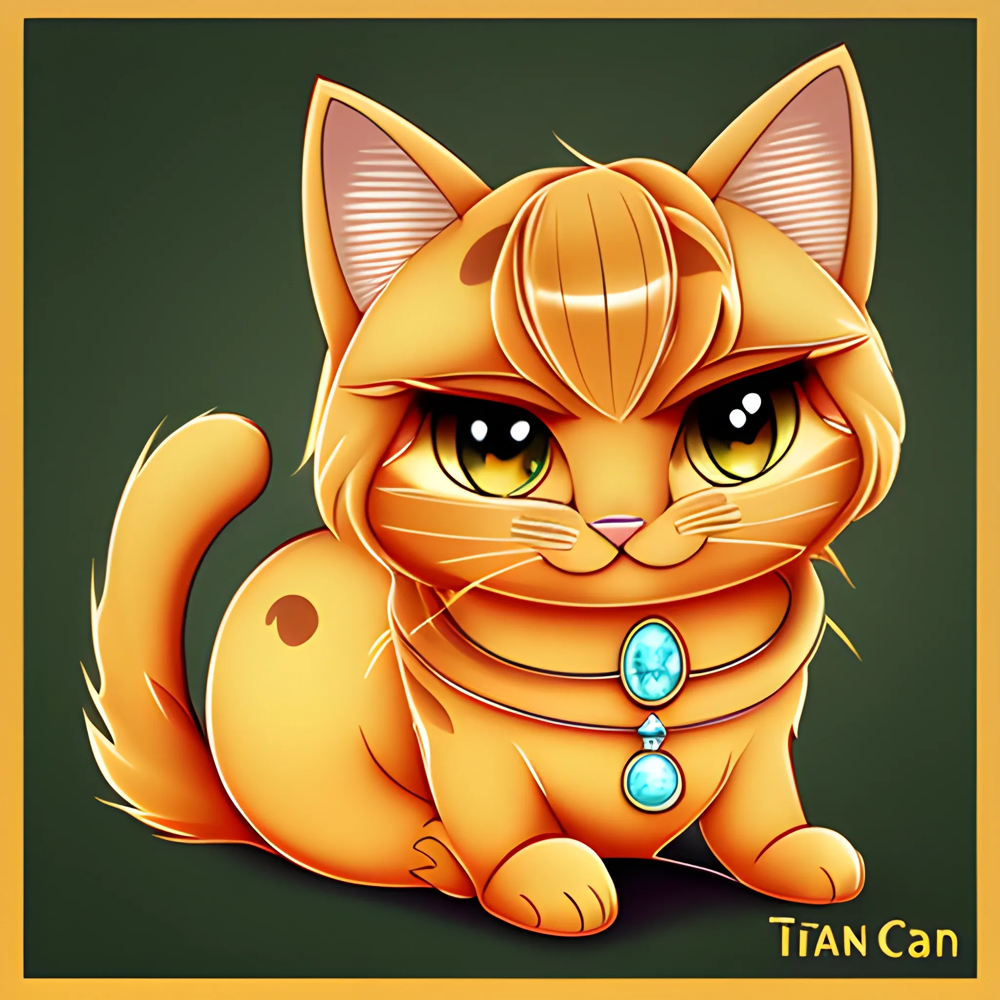  Tiffany cat  With her fur like gold, Cartoon