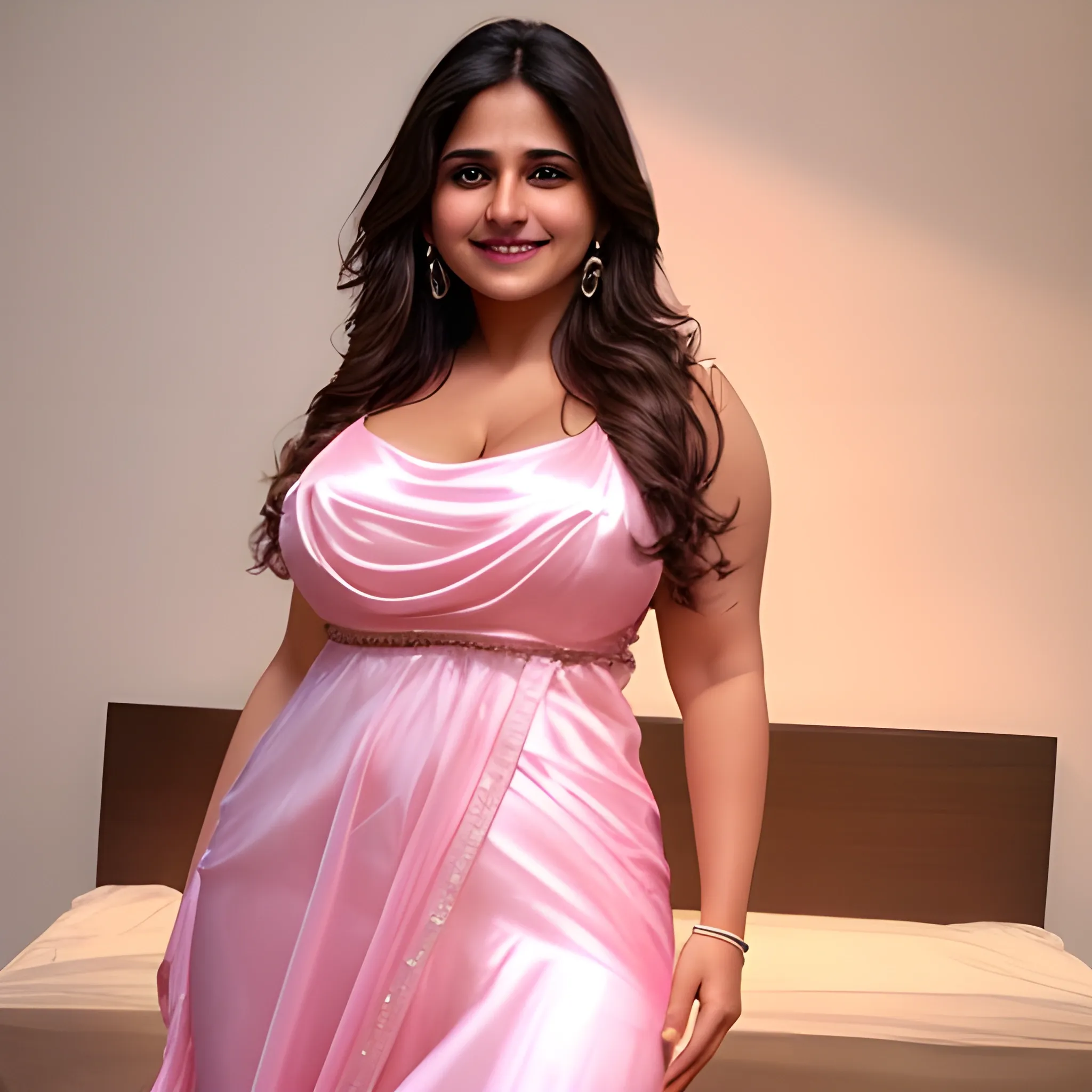 Thick Anjali Sharma
bigger thigh
 white muscular body
Enormous breasts
a stunningly beautiful princess dressed in a light night pink silk allur dress,flirty open eyes with cutest smile 
At night 