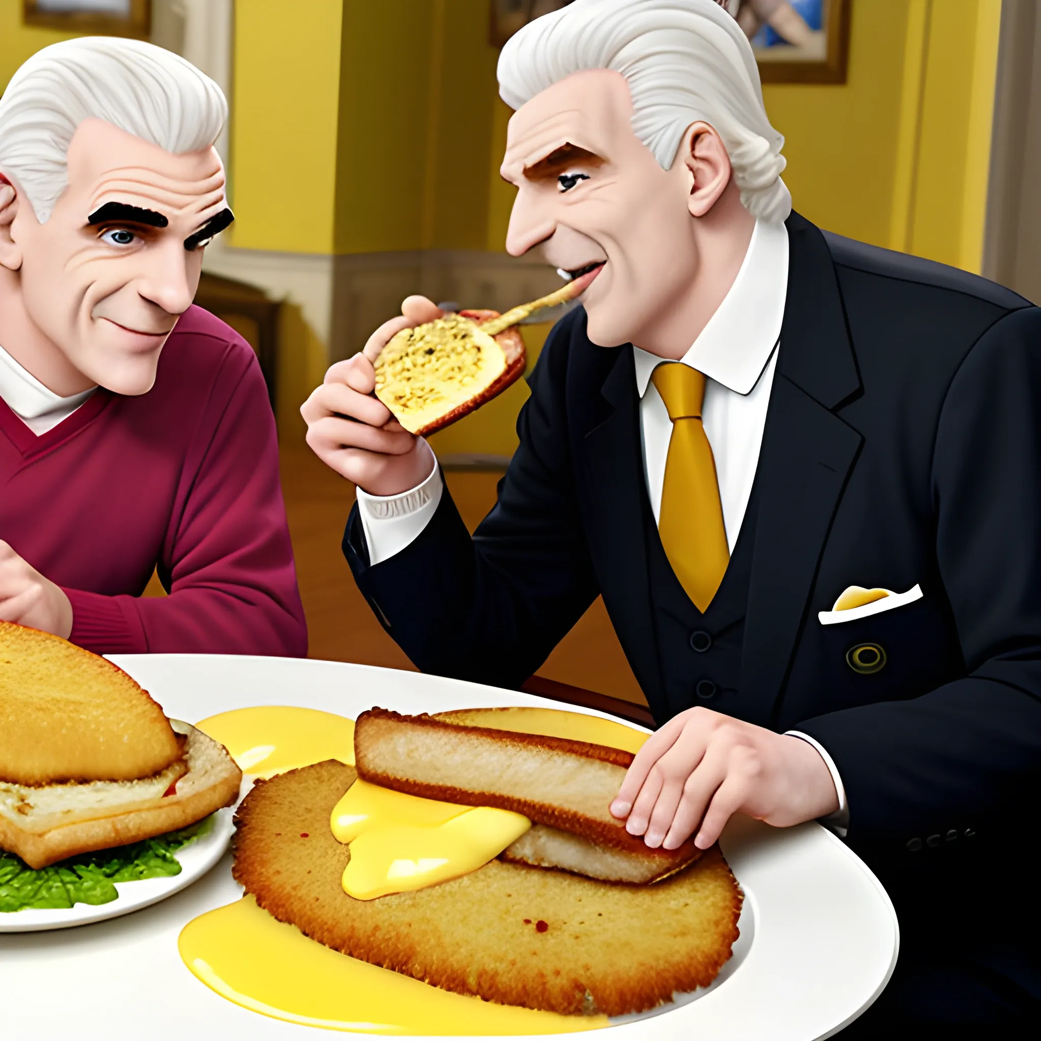 Burns Y Smithers Comiendo Milanesa Con Queso Arthub Ai