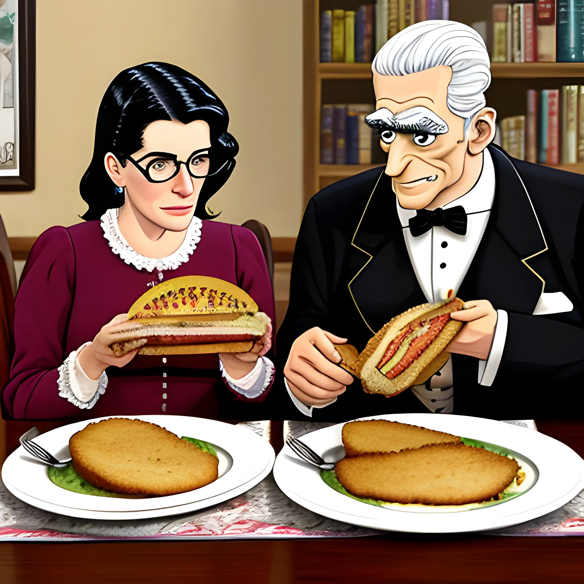 burns y smithers comiendo milanesa 