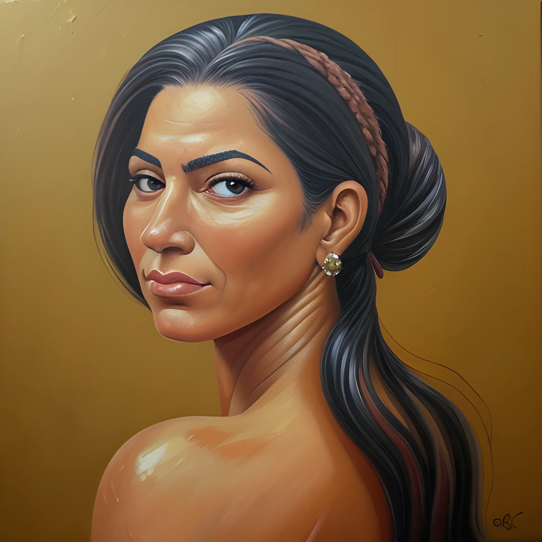  Oil Painting, mulher branca cabelo ruivo