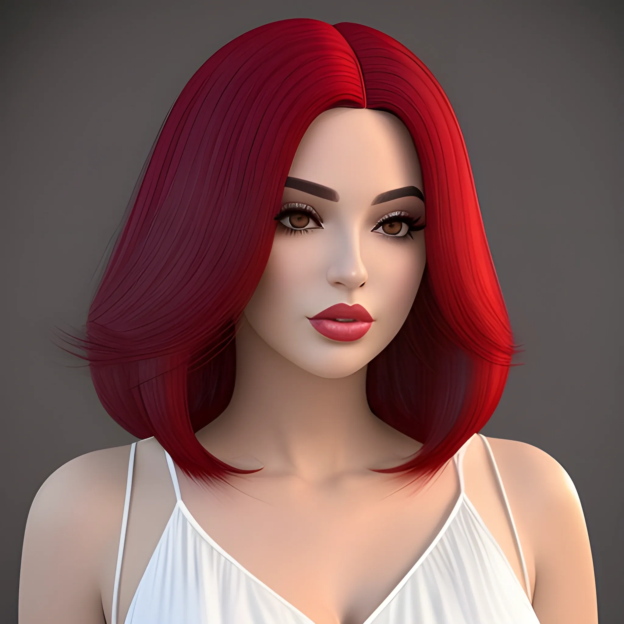 Mulher Bonita Pele Branca Cabelo Vermelho Long Bob Curto Roupa Arthubai