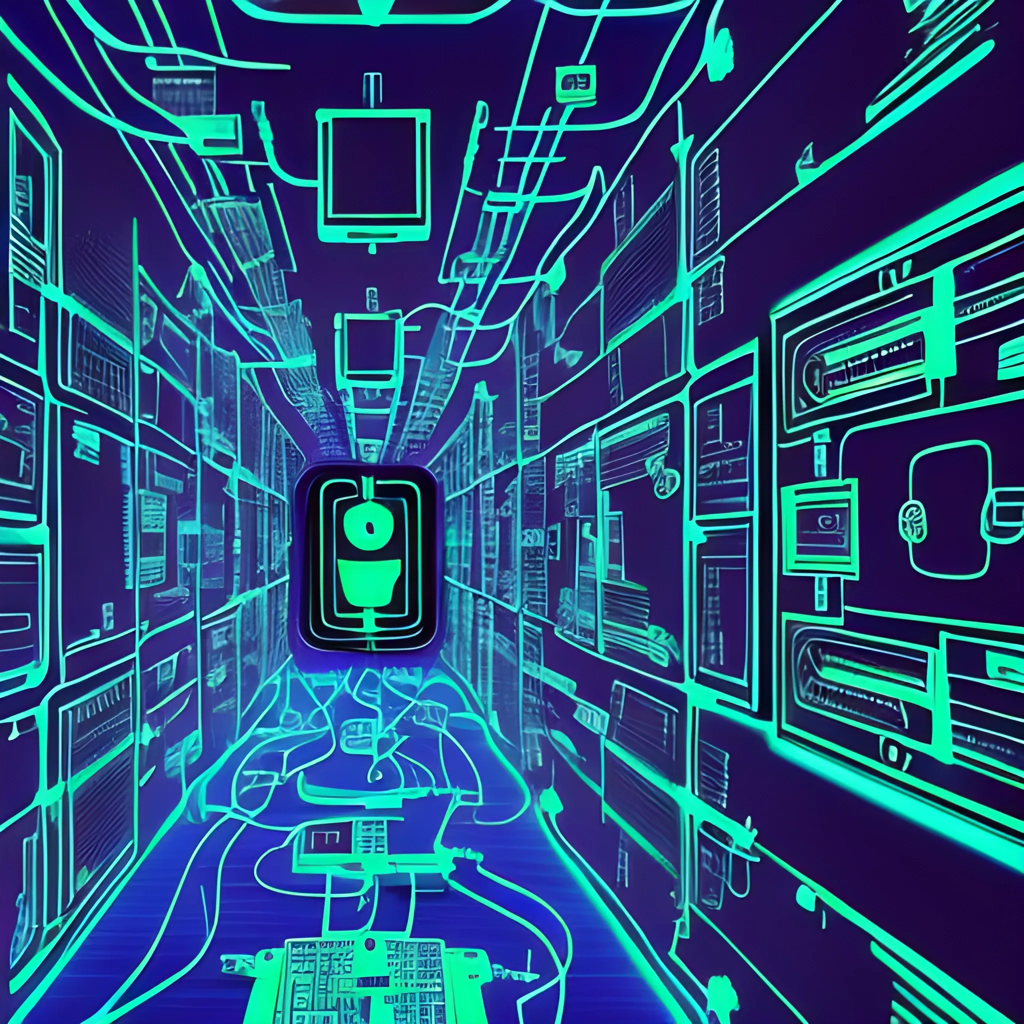 uniform background of technology with cables and usb, Trippy