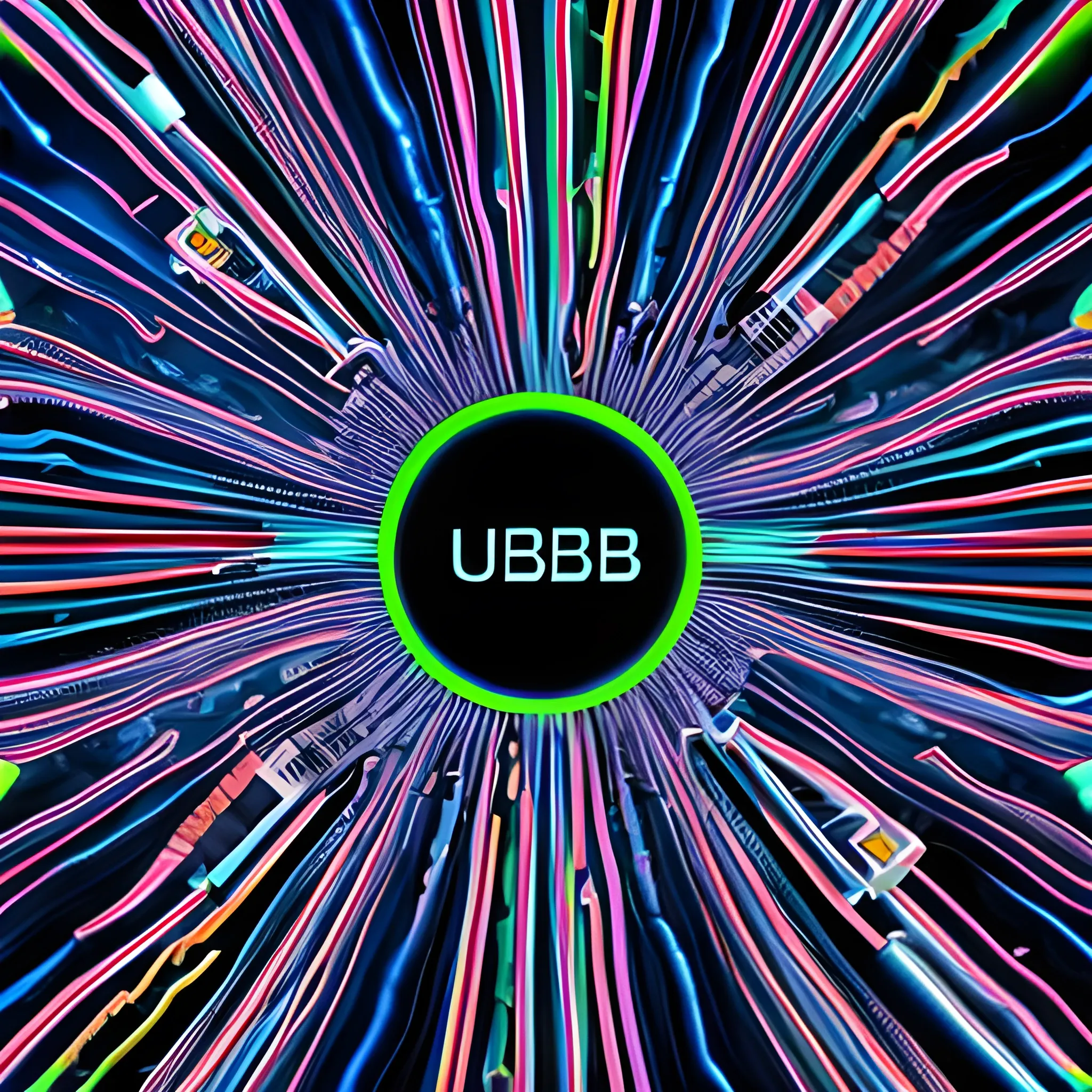 repeating background of technology with cables and usb, Trippy