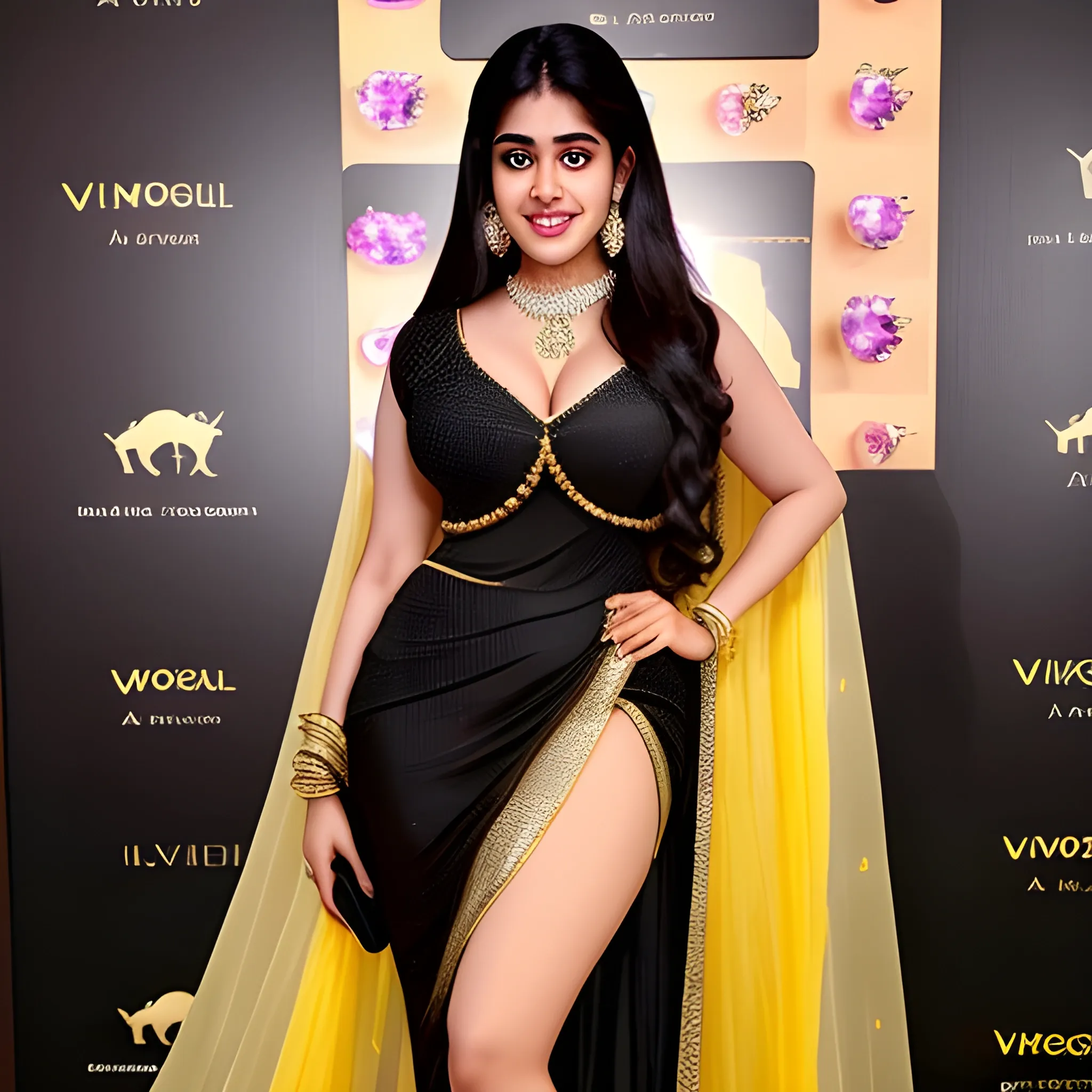 Thick Janvi Kapoor 
bigger thigh
 white muscular body
Enormous breasts
a stunningly beautiful princess dressed in a light black yellowish silk allur black night dress,
Wearing diamond plated jewellery flirty open eyes with cutest smile 
At night 
