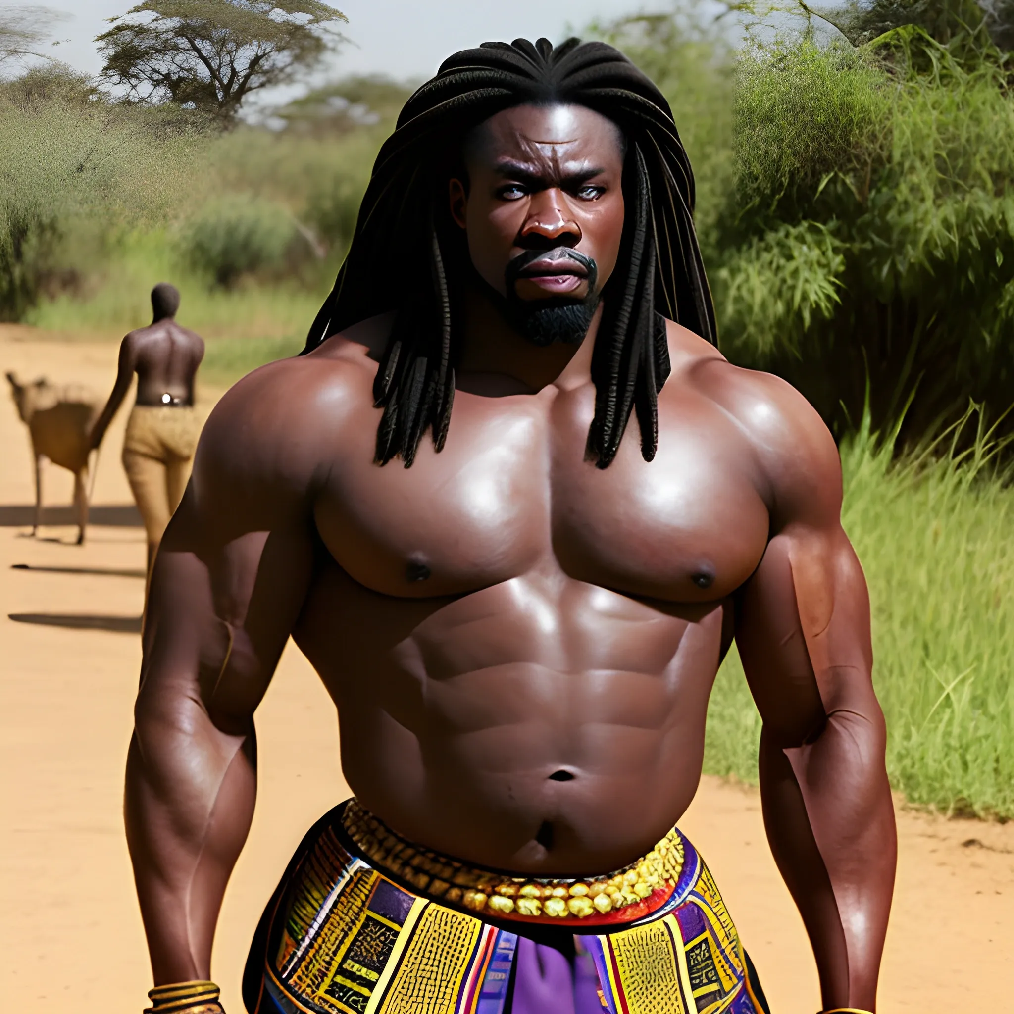big muscular african warrior king