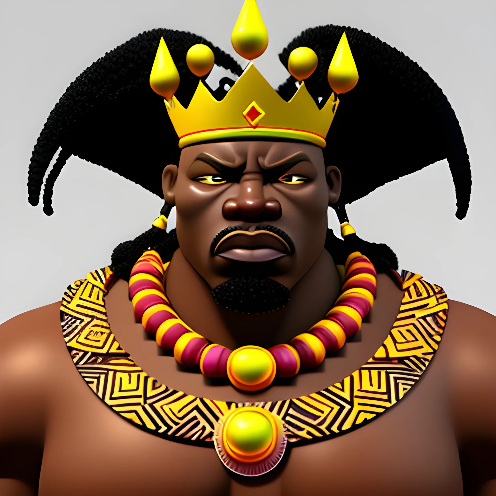 big muscular african warrior king, Trippy, Cartoon, Trippy, 3D, 3D