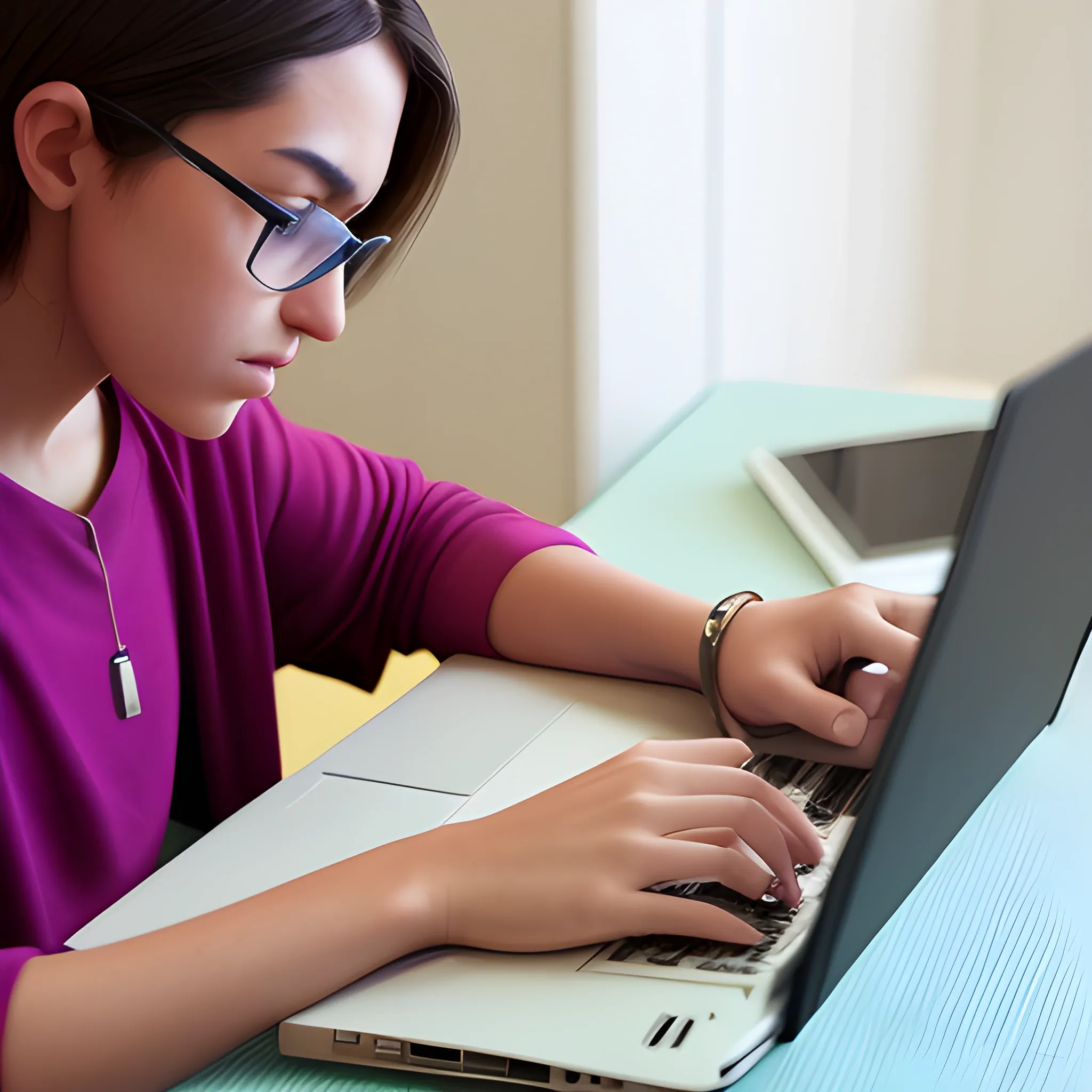 person writing an essay at the laptop
