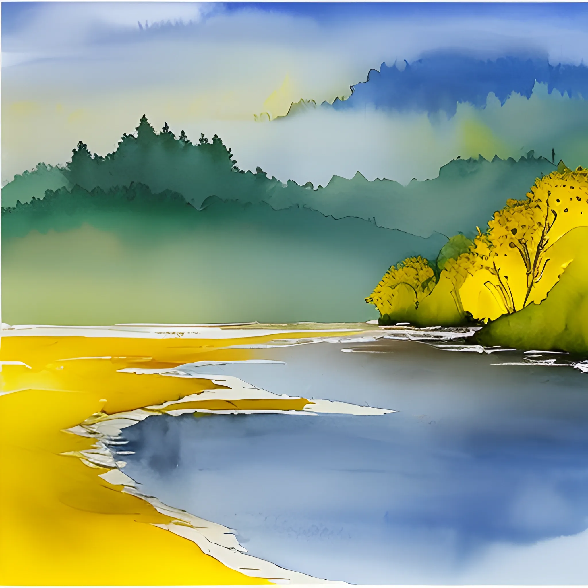 a natural yellow landscape background  without any object, Water Color