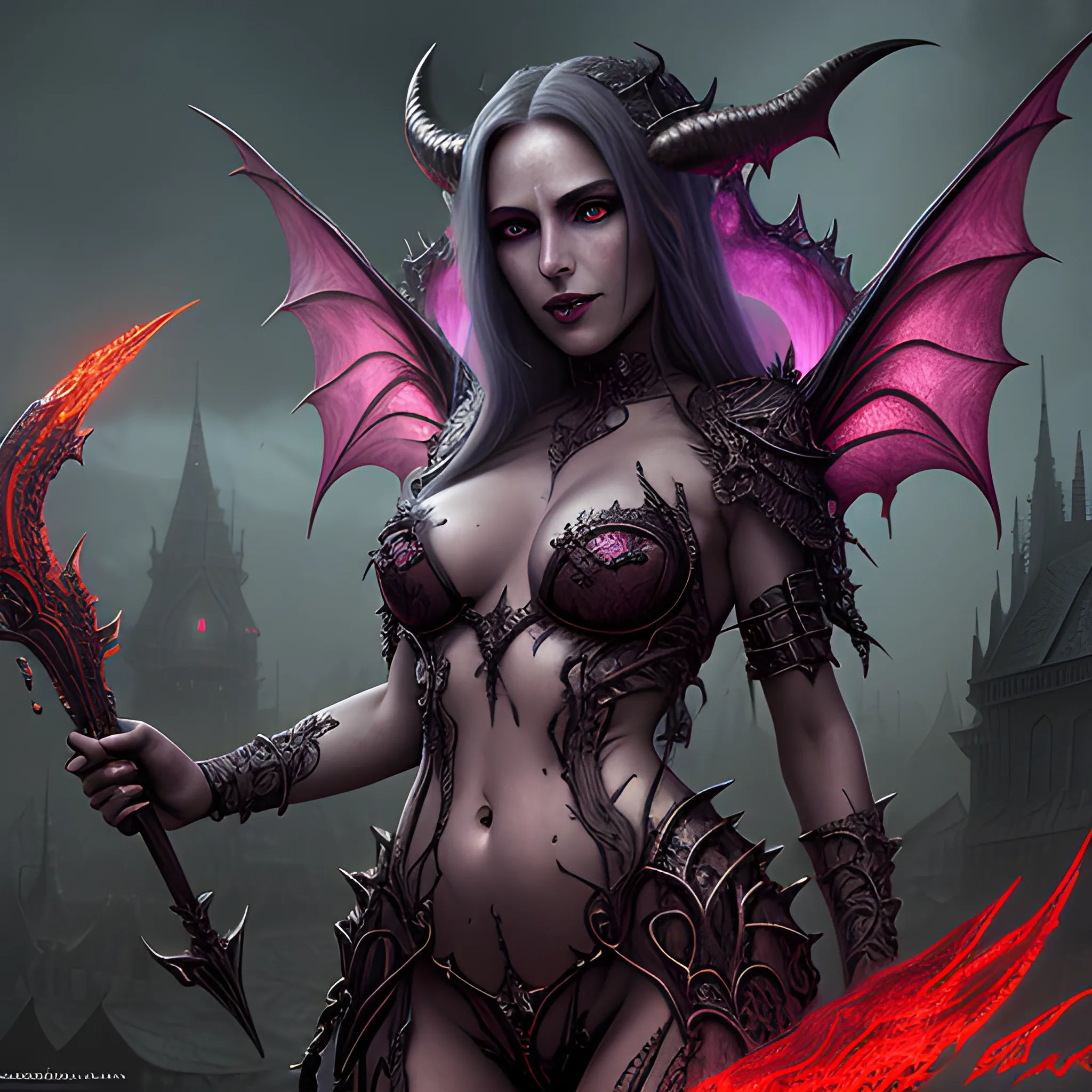 succubus, 8k, high resolution, high quality, photorealistic, hyperealistic, detailed, detailed matte painting, deep color, fantastical, intricate detail, splash screen, complementary colors, fantasy, concept art,