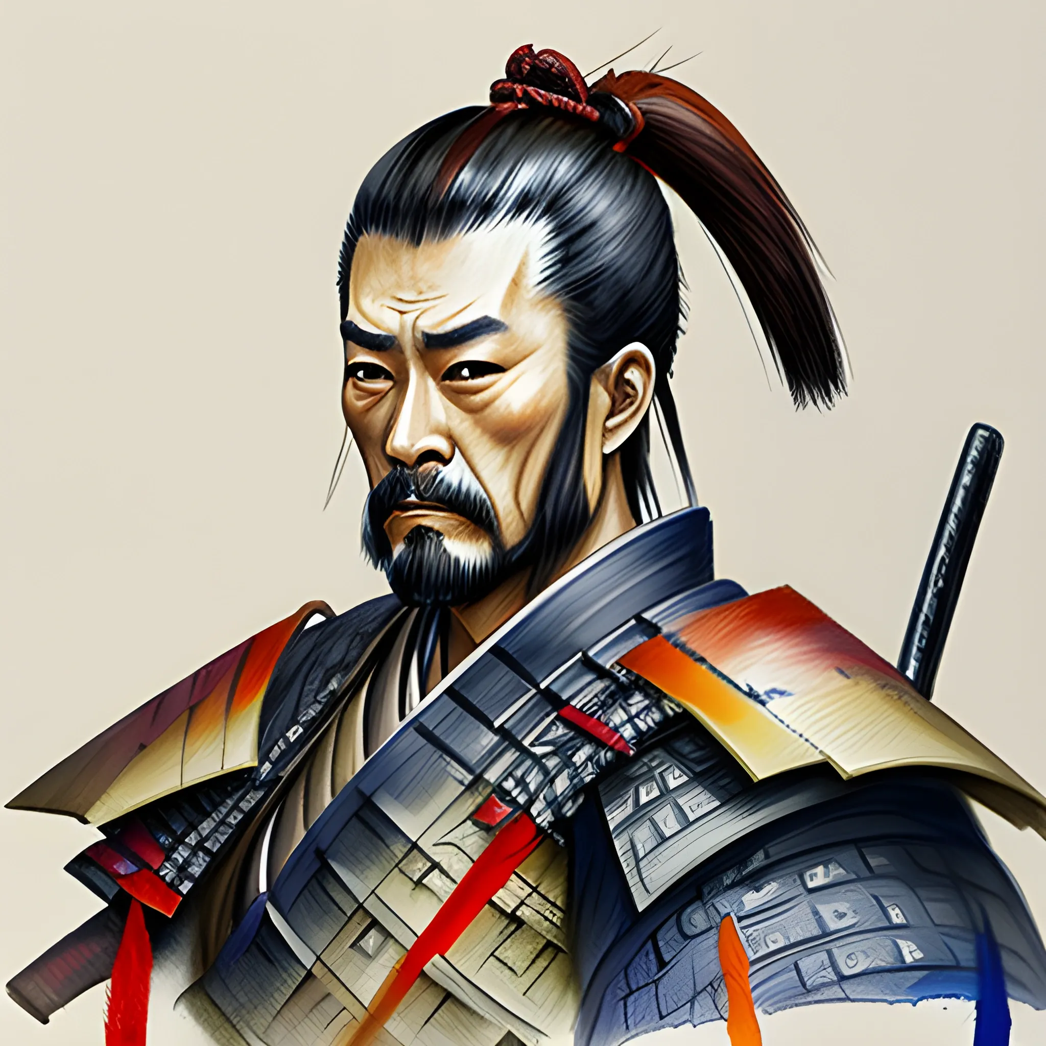 Samurai ronin realista Water Color, Oil Painting, Oil Painting ...
