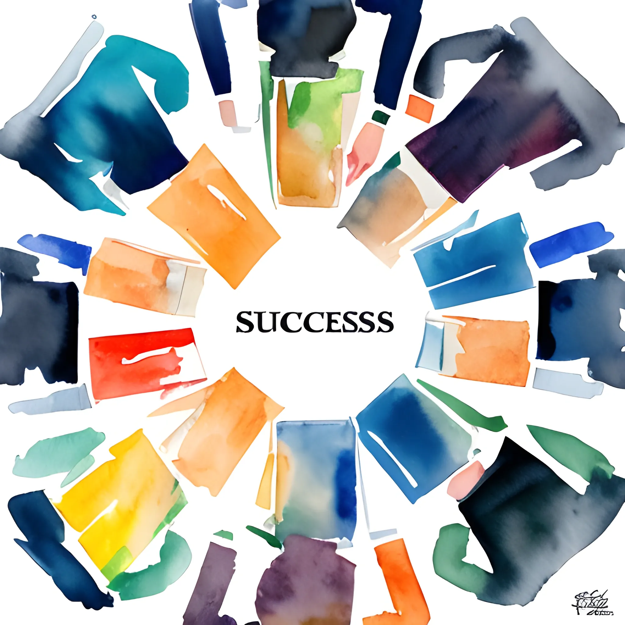 Success, Together, Business, Water Color