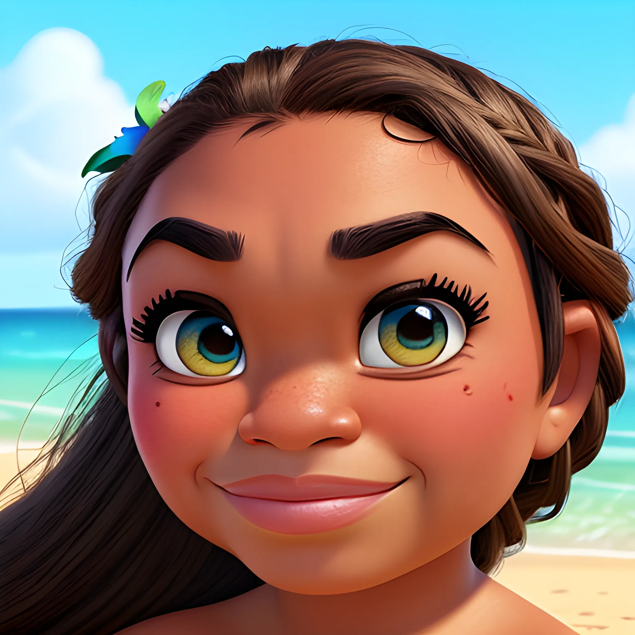 Moana Disney detailed face realism, Cartoon, 3D