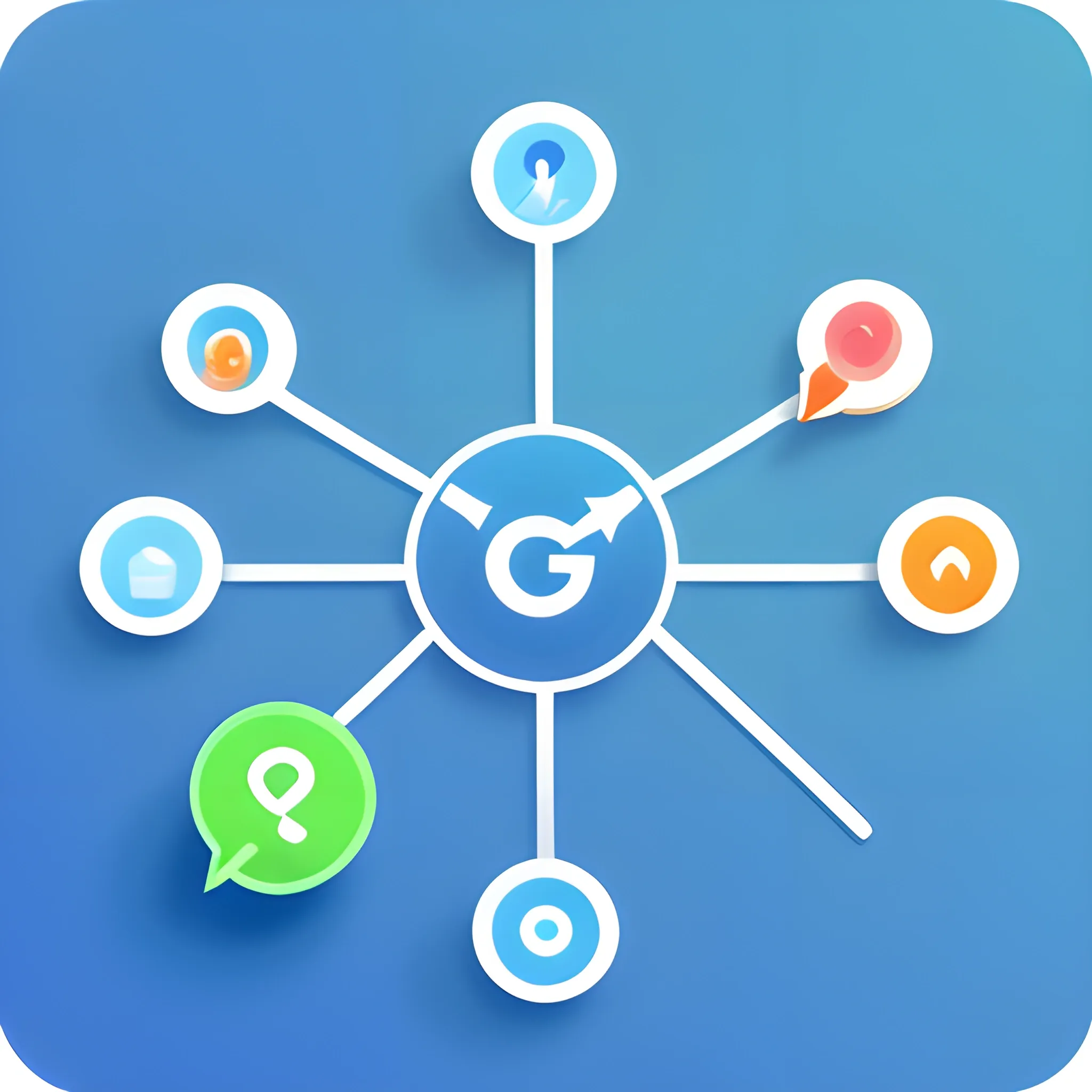 Geolocation Pin with Chat Bubbles: Combine a geolocation pin symbolizing nearby connections with chat bubbles representing group messaging, showing that the app brings people together for both activities and communication. simple app icon
3D, Pencil Sketch, Cartoon