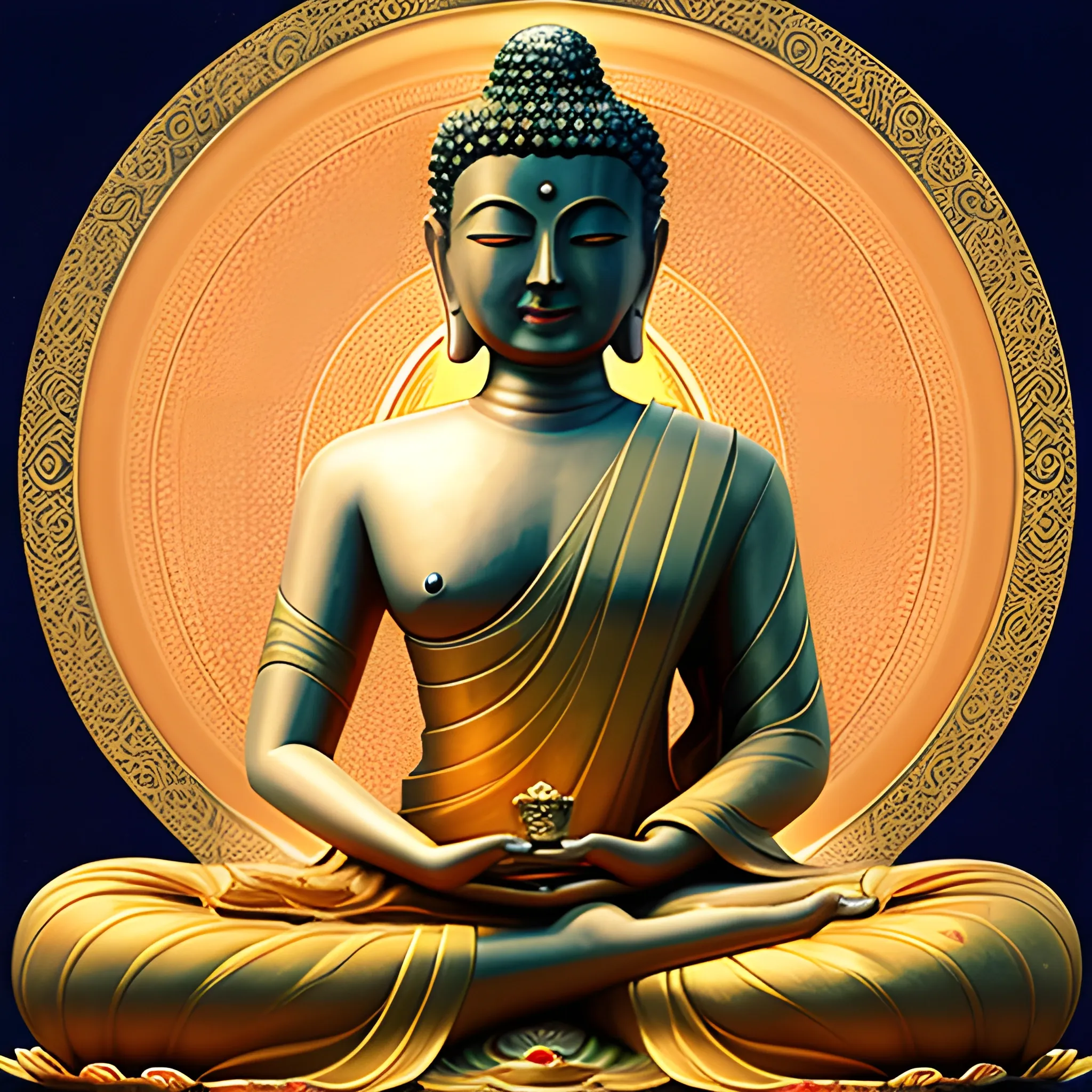 The digital image depicts the Buddha Shakyamuni in 4K resolution