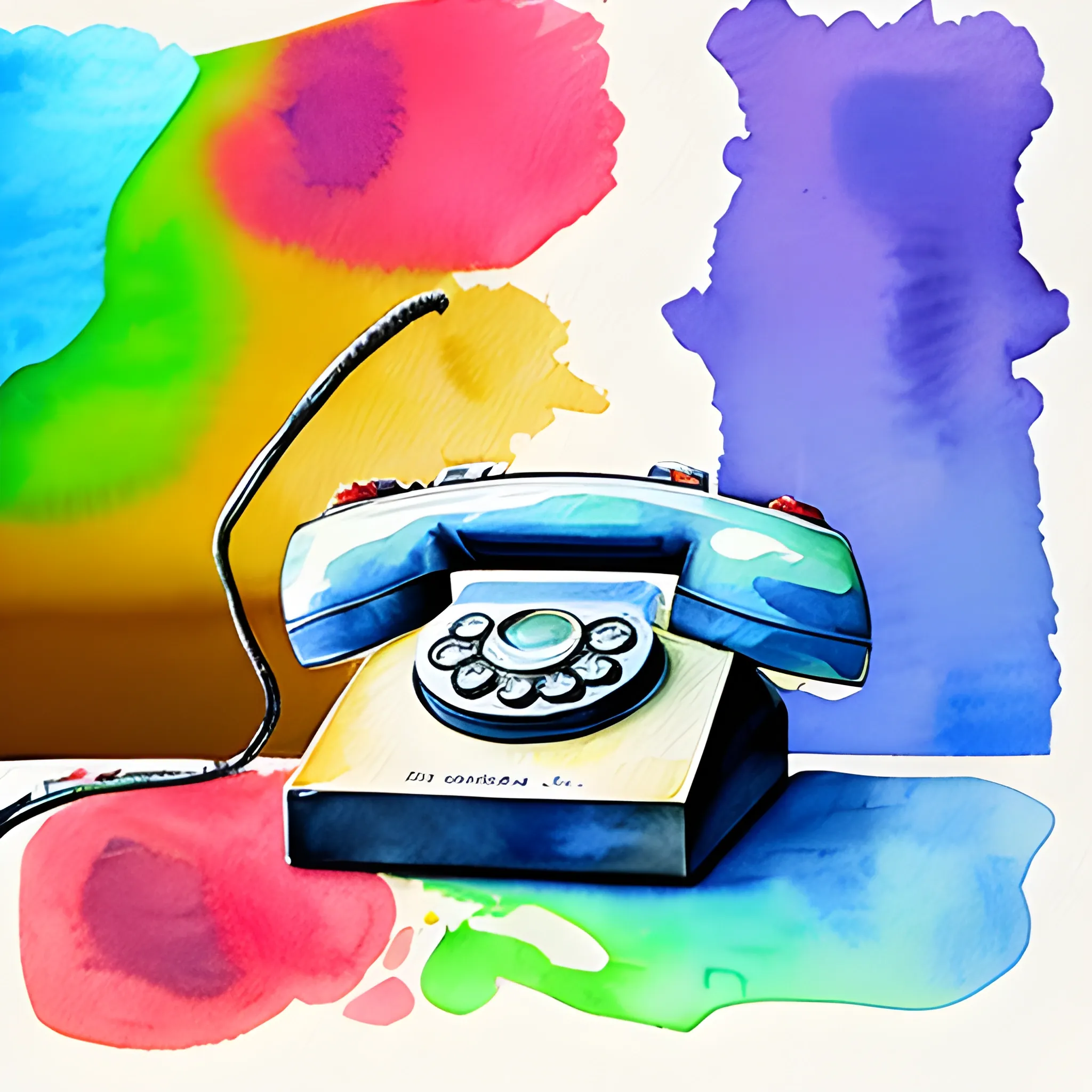 Telefon, anrufen, Mensch, Water Color