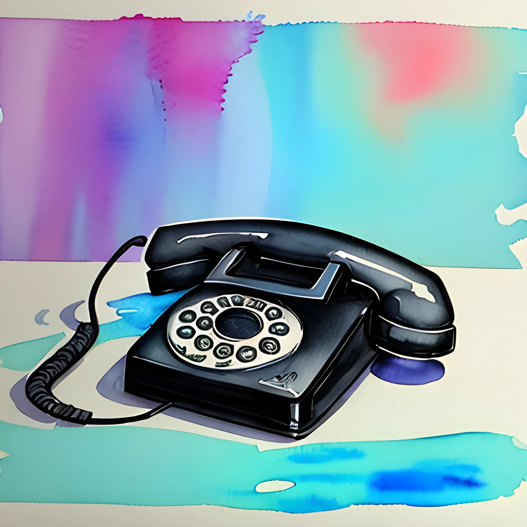 Telefon, anrufen, Mensch, Water Color