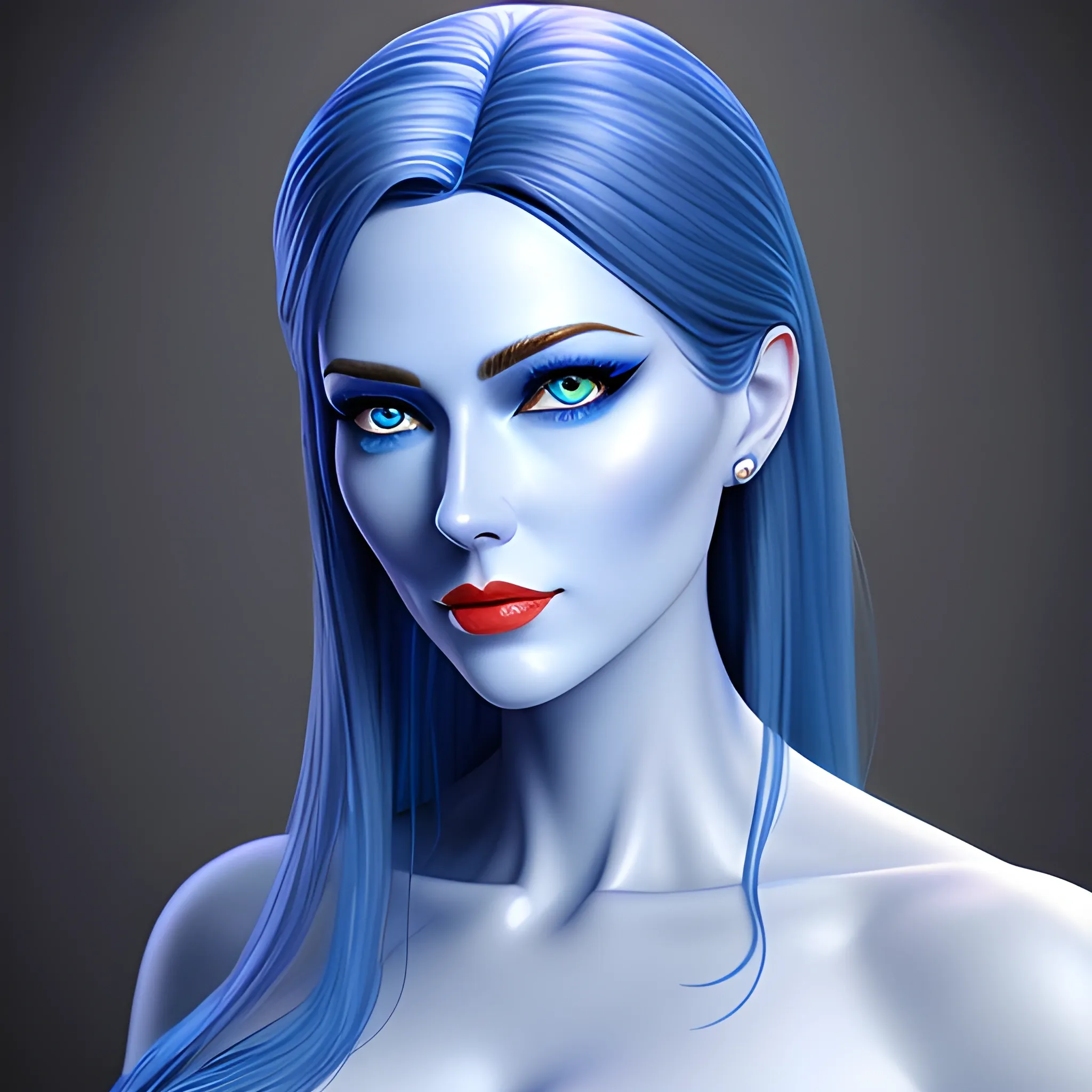 Beautiful girl with blue eyes, high detail, blue scene, hauntingly beautiful illustration, Oil Painting, 3D
