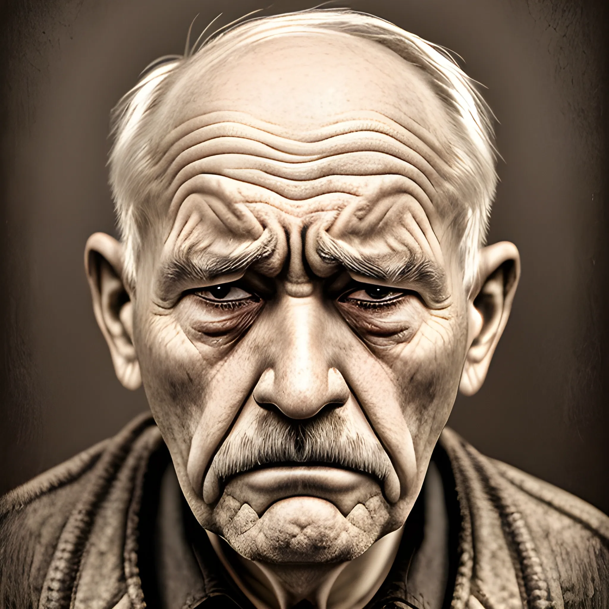 a sad old man face