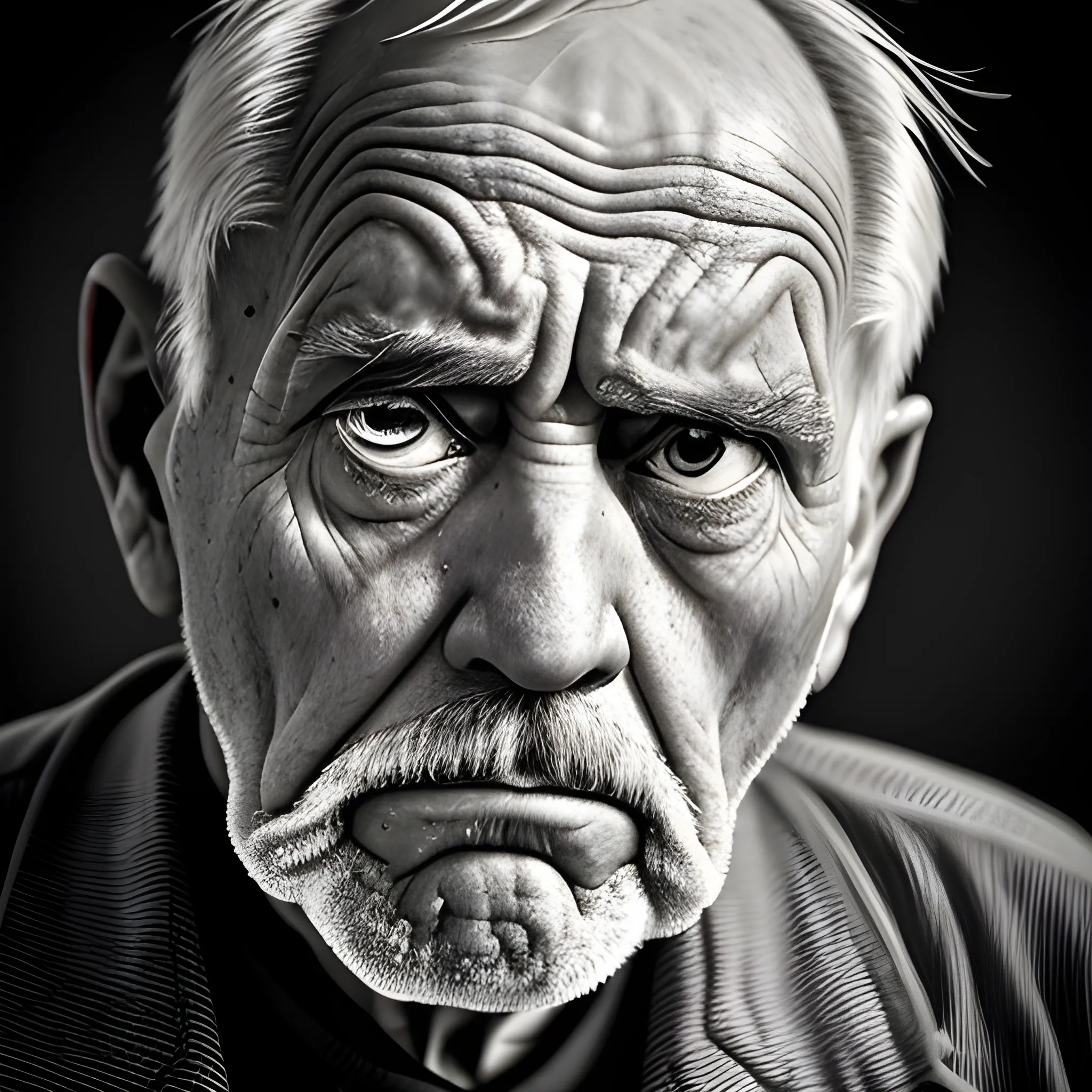 a sad old man face