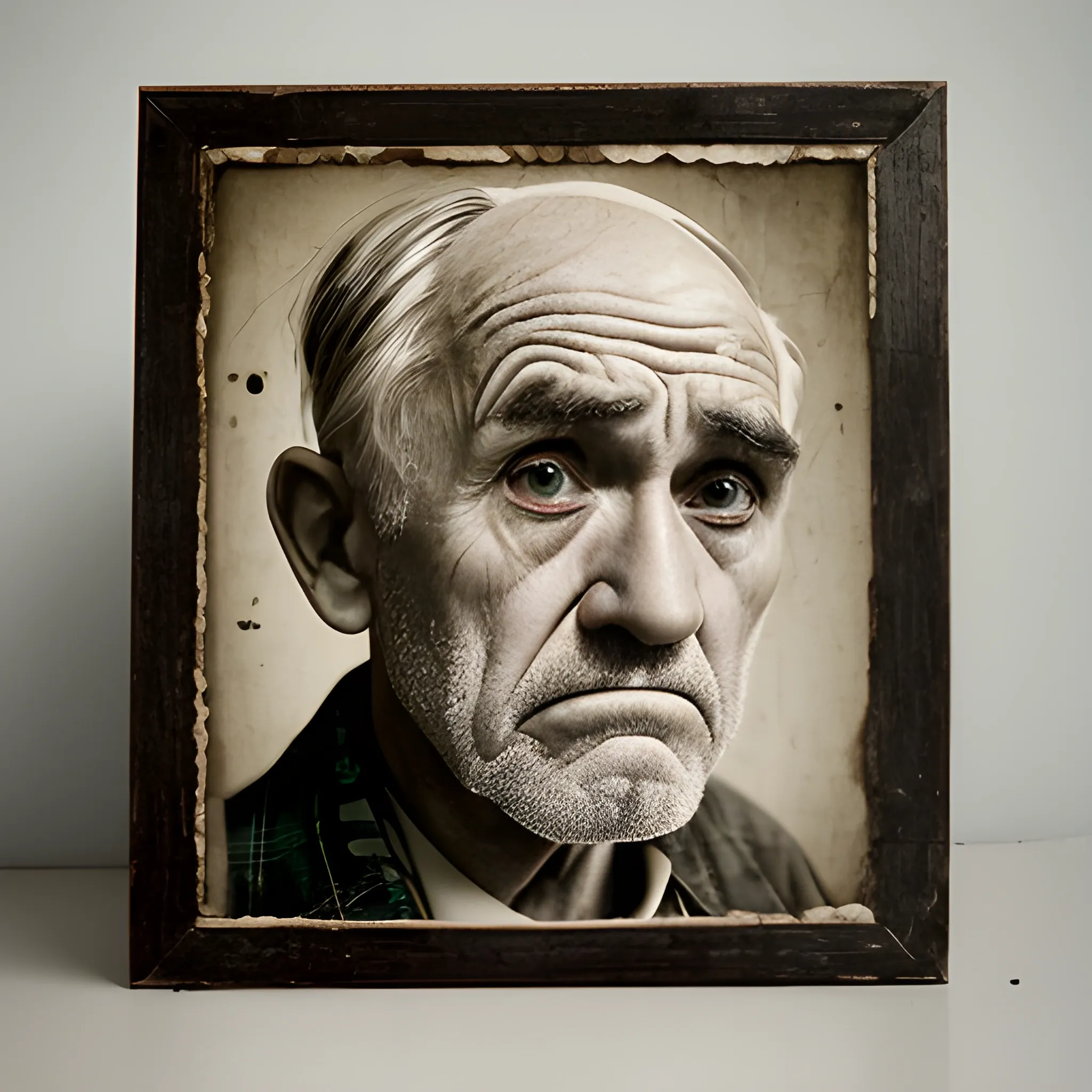 a sad old man face vintage
