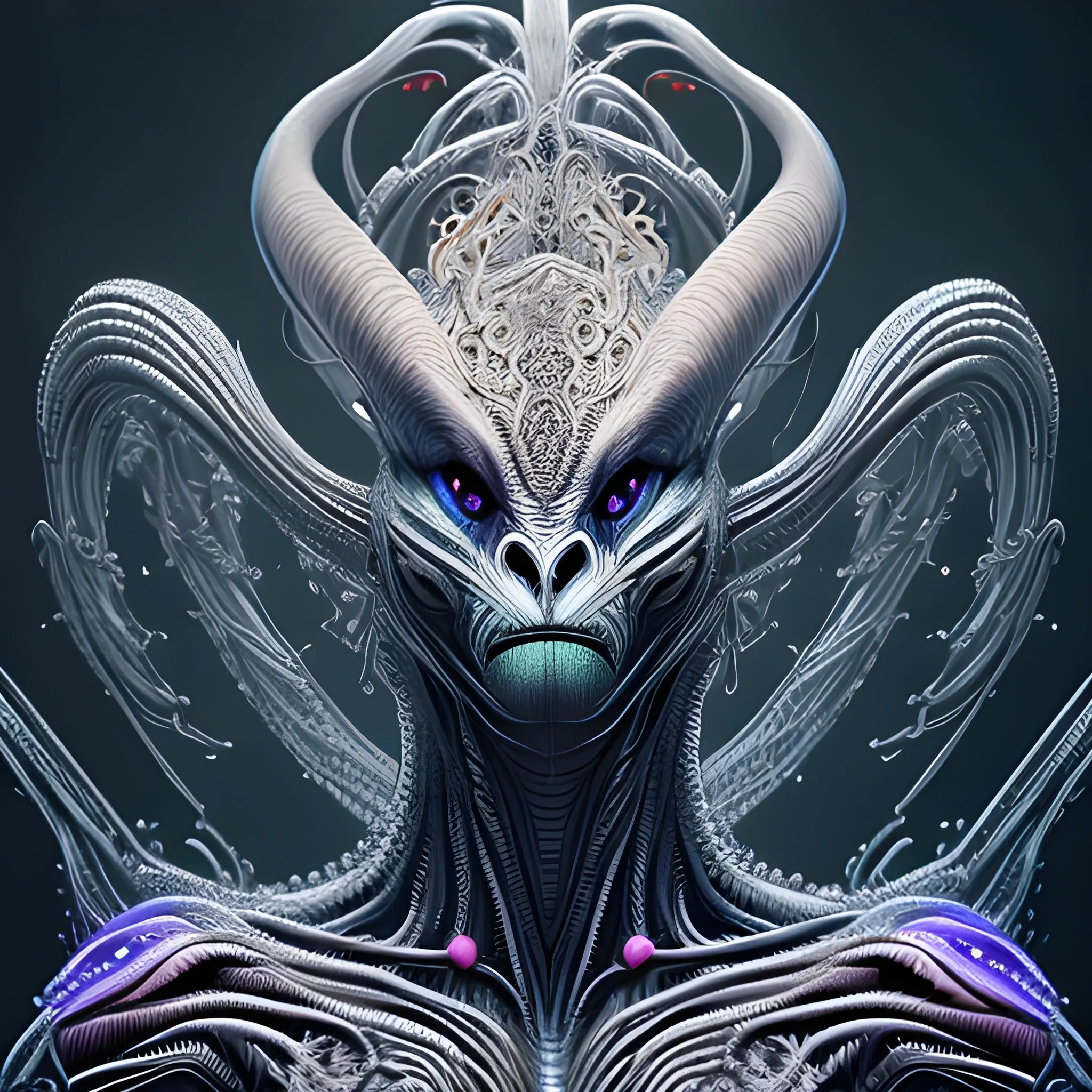 A detailed and intricate digital art piece in a cinematic style, this ultra high resolution portrait of a powerful alien beast is a true masterpiece 
