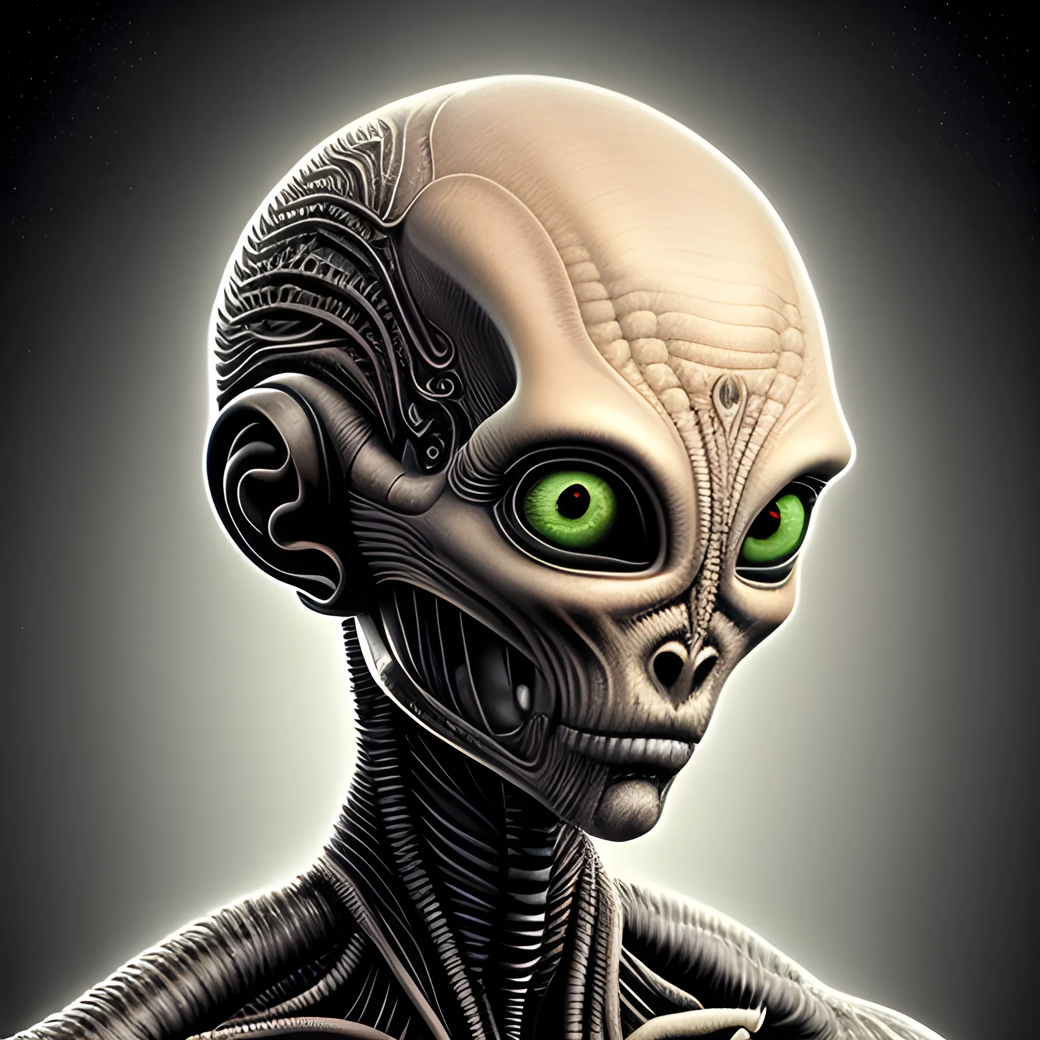 A detailed and intricate digital art piece in a cinematic style, this ultra high resolution portrait of an alien lifeform is a true masterpiece
