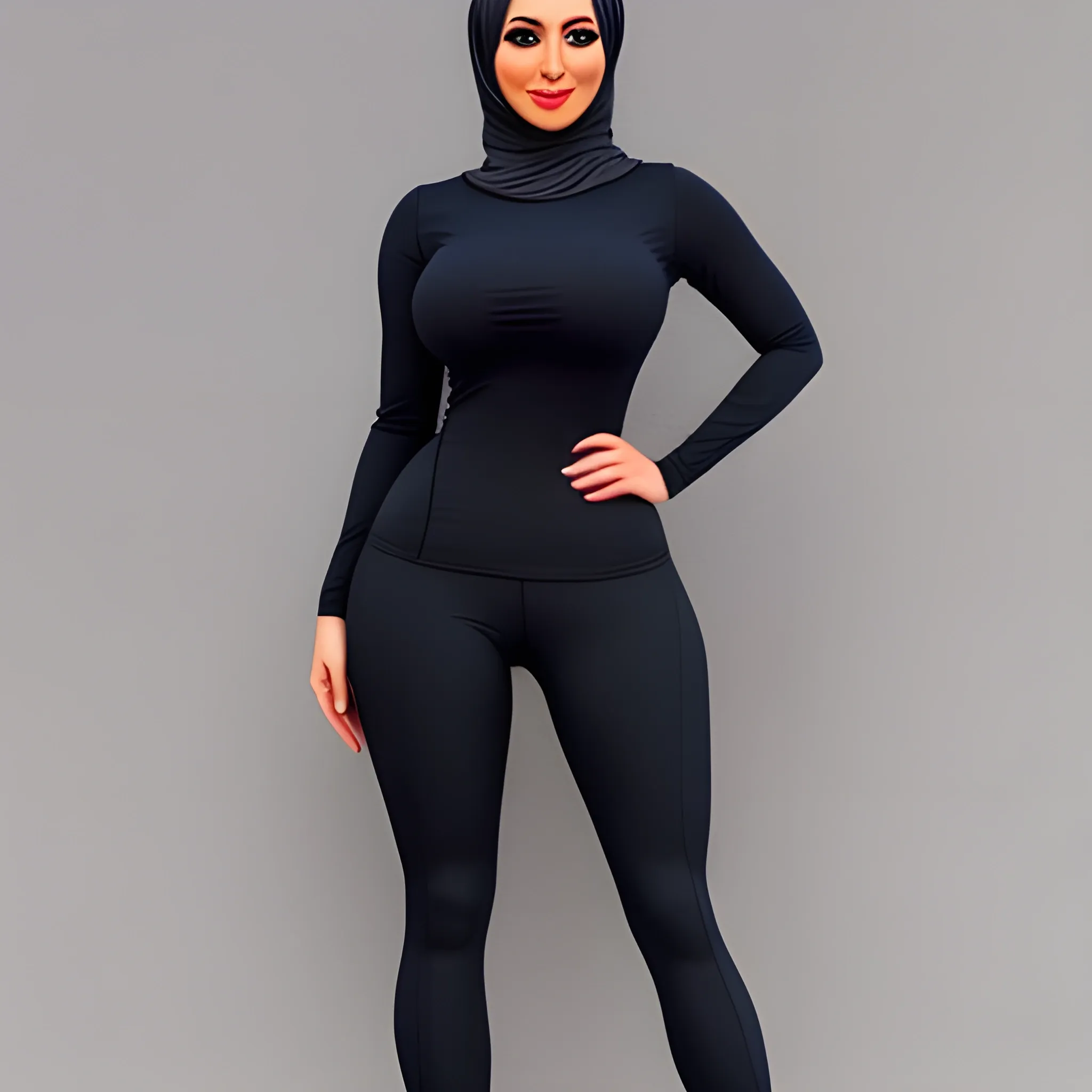 make a hijab girl that wears very tight clothes and shows her le 