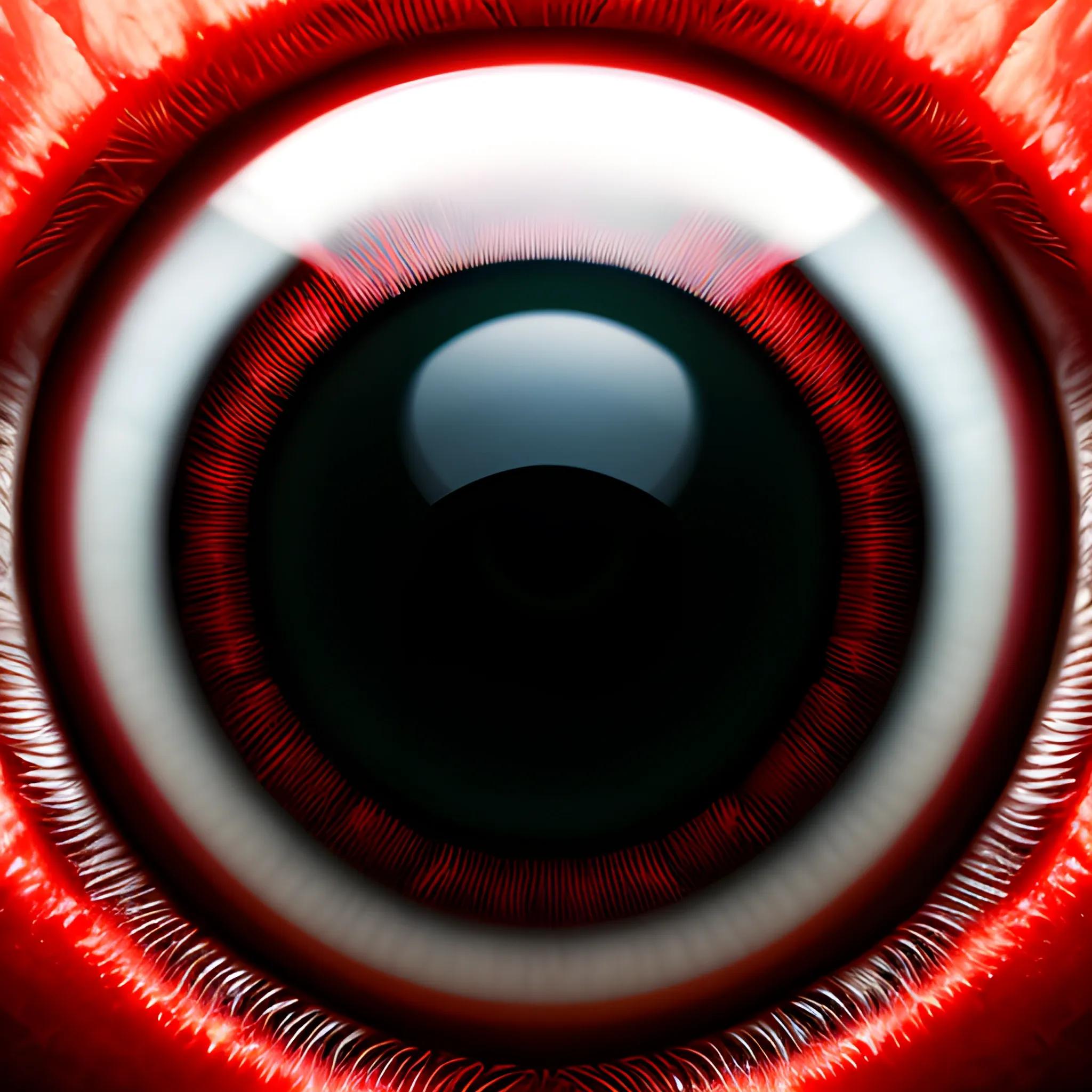 A high resolution, cinematic photo of a red alien spider eye