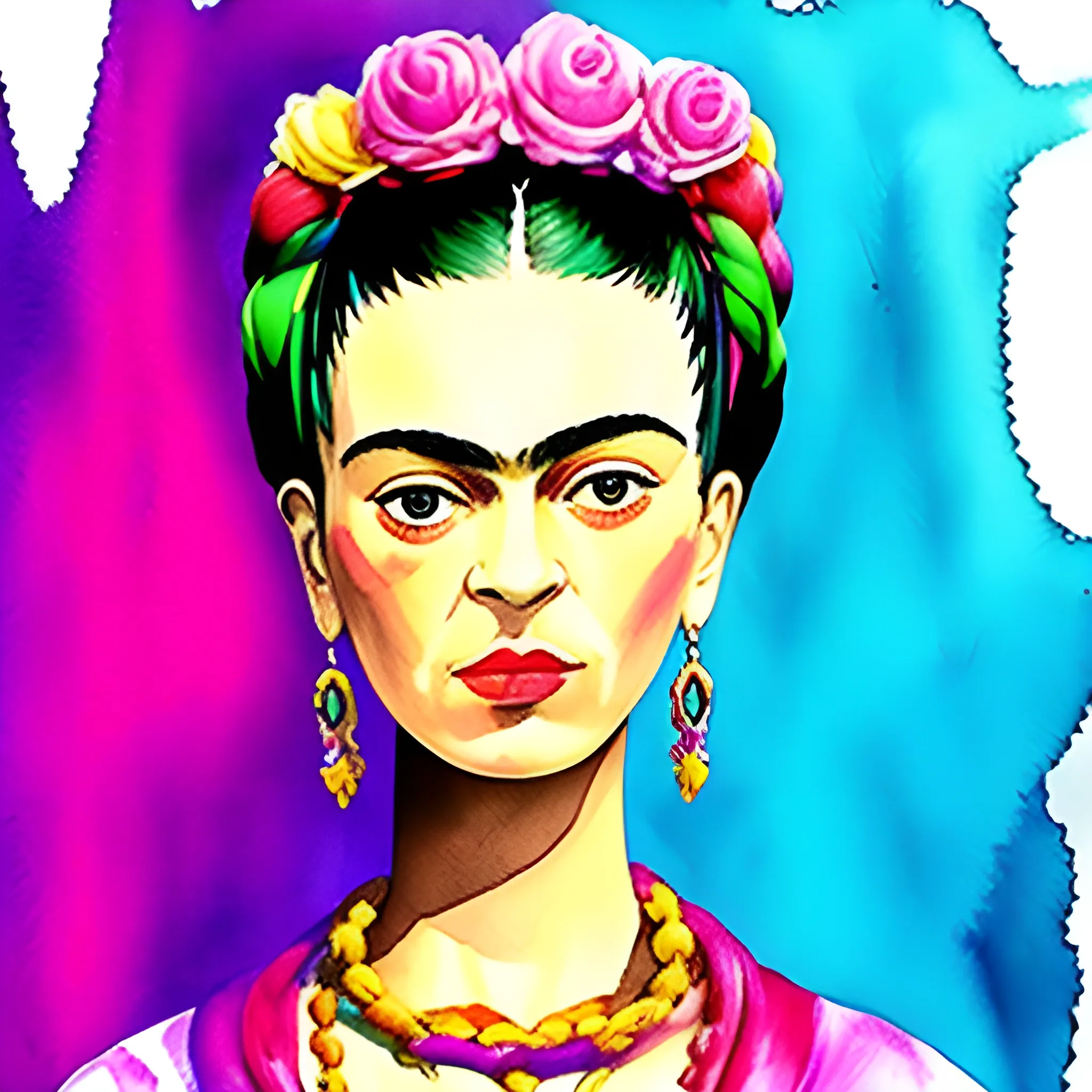Frida Kahlo, barbie, Water Color, Trippy