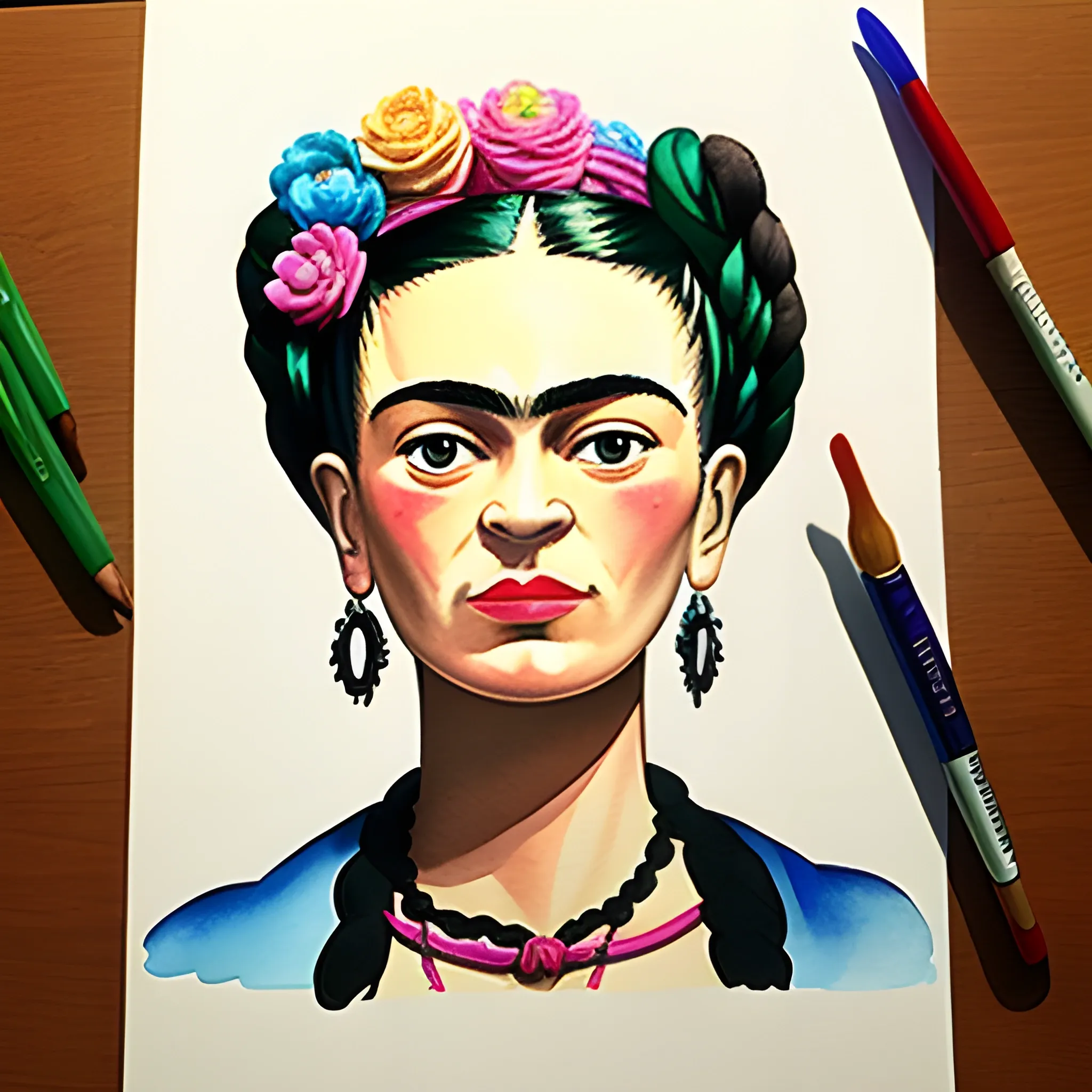 Frida Kahlo, barbie, Water Color,  Cartoon, 3D