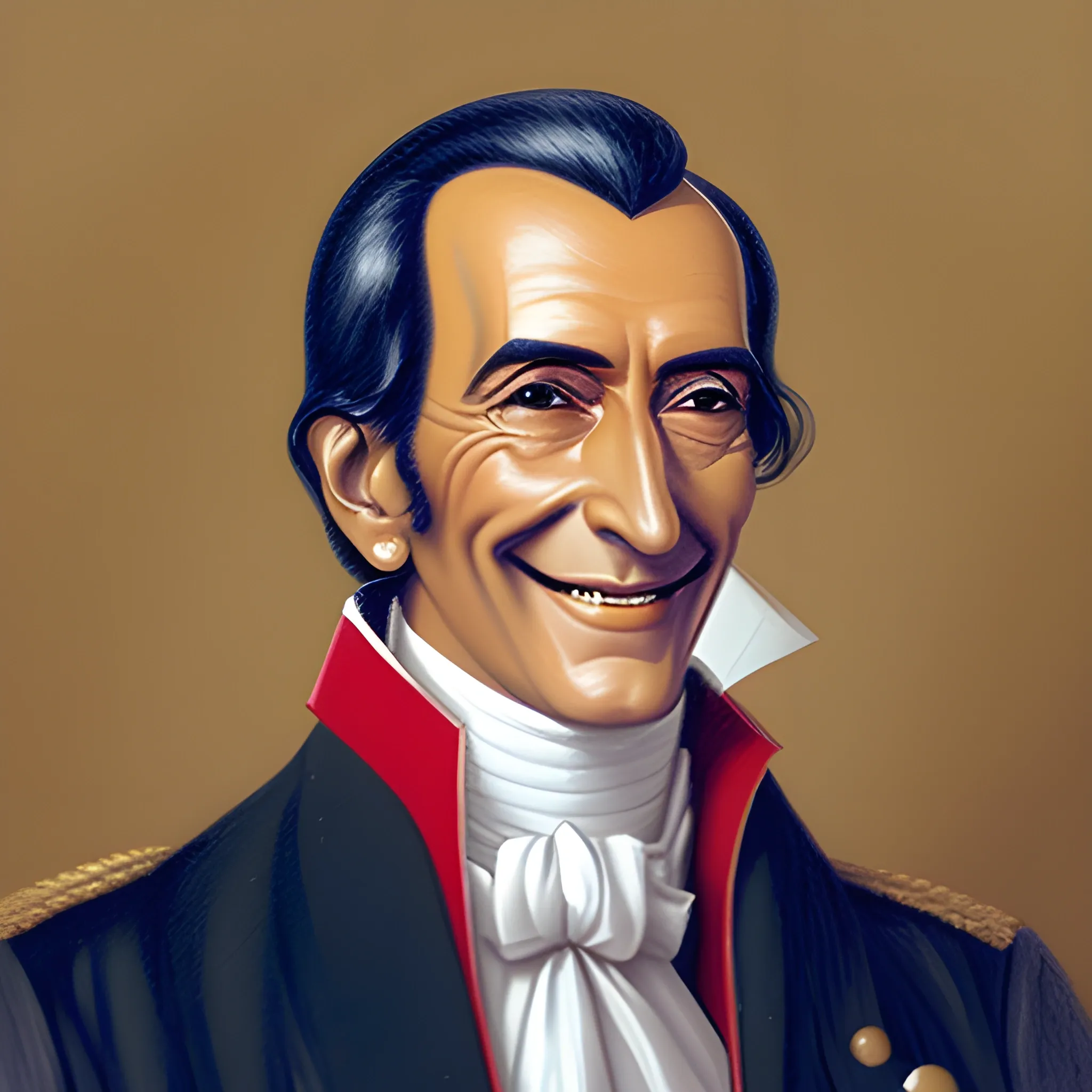 Simon Bolivar smiling at his bithday party, Oil Painting, Pencil Sketch, 3D