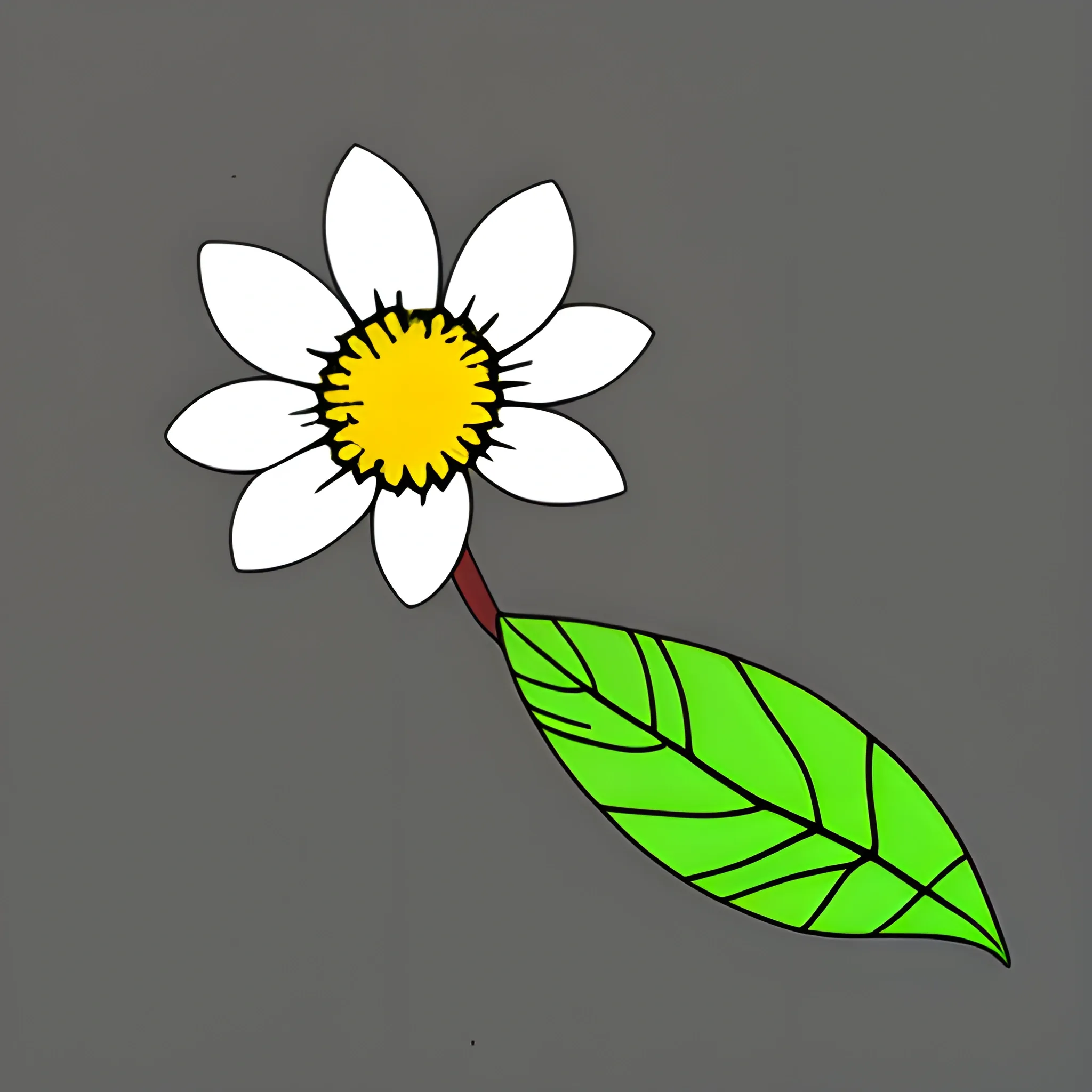, Cartoon ,1 flower,sample,leaf,
