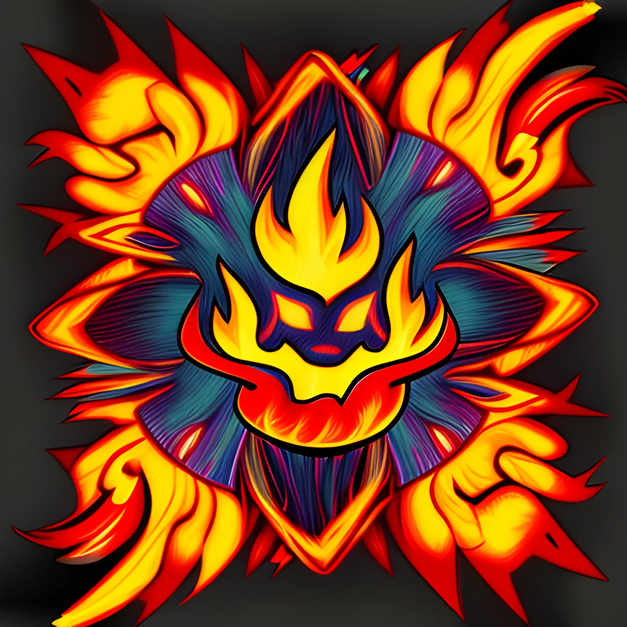 flames,Metallic, Cartoon style, only flames, , Pencil Sketch, color ,8k, Trippy