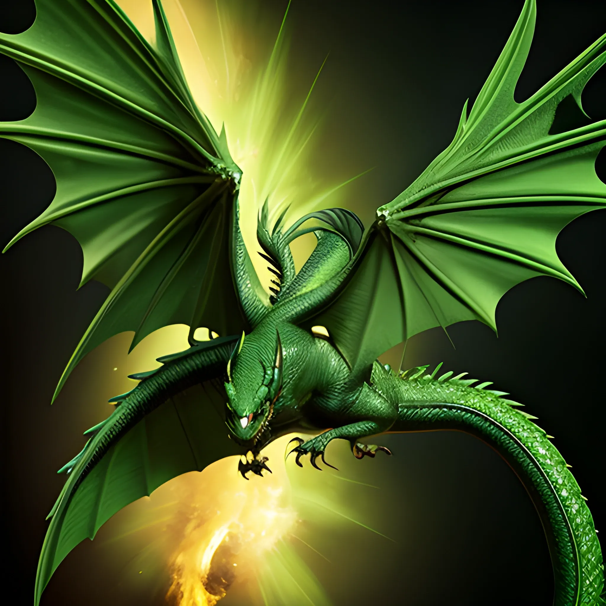 green dragon, wings, tail, 8k, high resolution, high quality, photorealistic, hyperrealistic, 