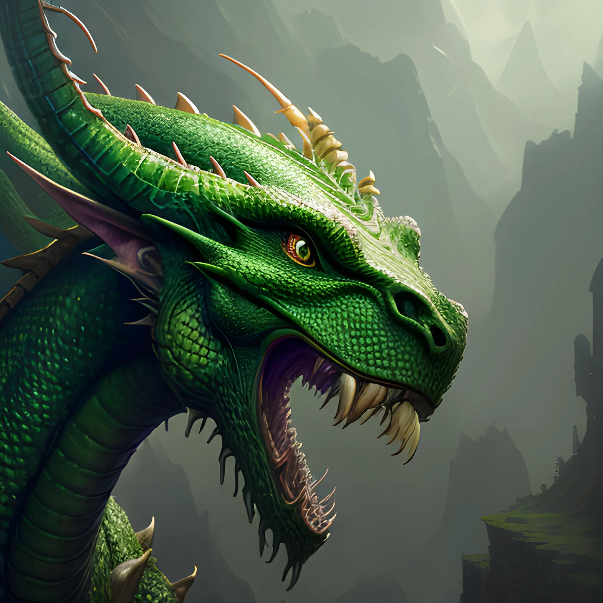 head of green dragon, 8k, high resolution, high quality, photorealistic, hyperrealistic, detailed, detailed matte painting, deep color, fantastical, intricate detail, splash screen, complementary colors, fantasy concept art, 8k resolution trending on Artstation Unreal Engine 5