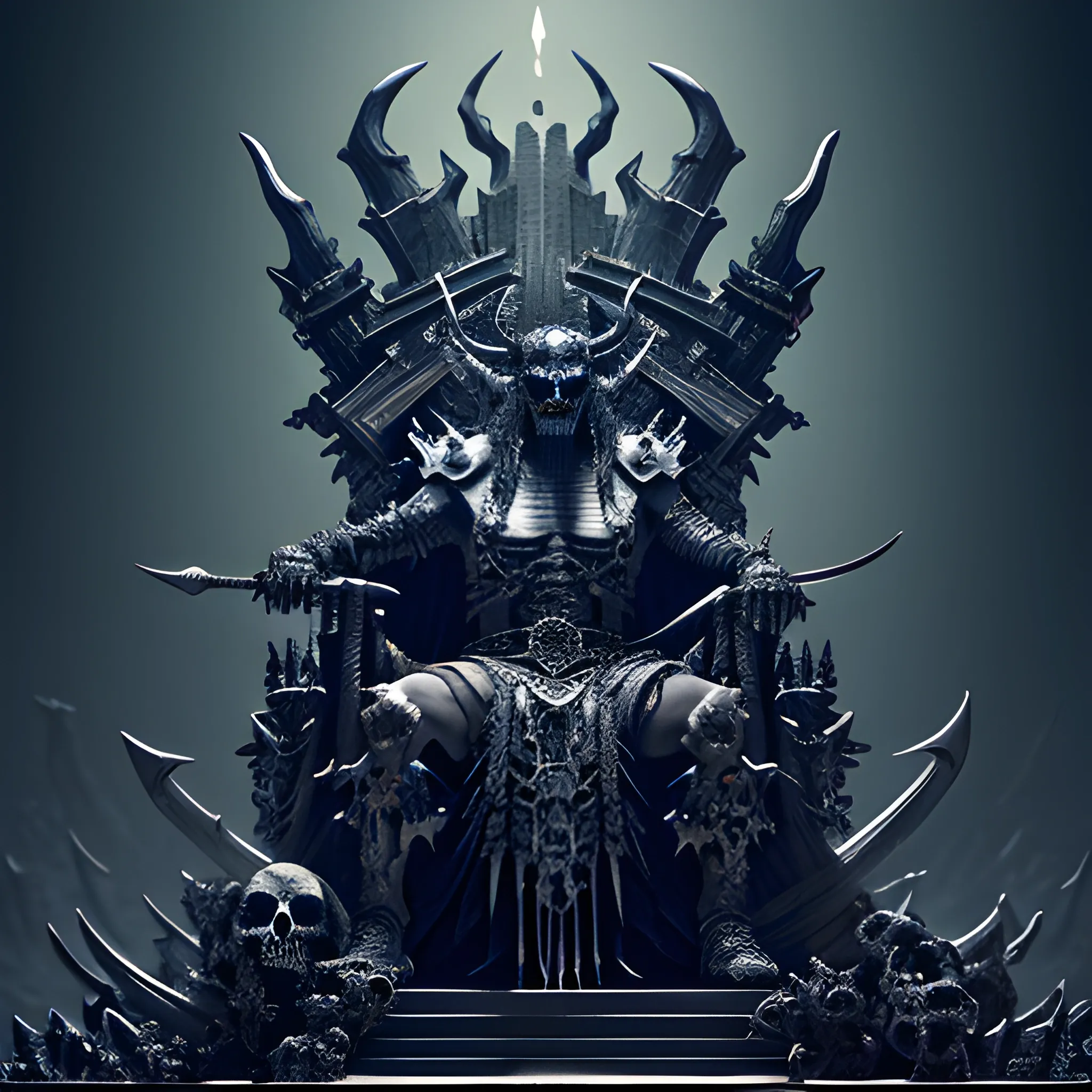 demon king on a throne of bones and skulls, 8k, high resolution ...