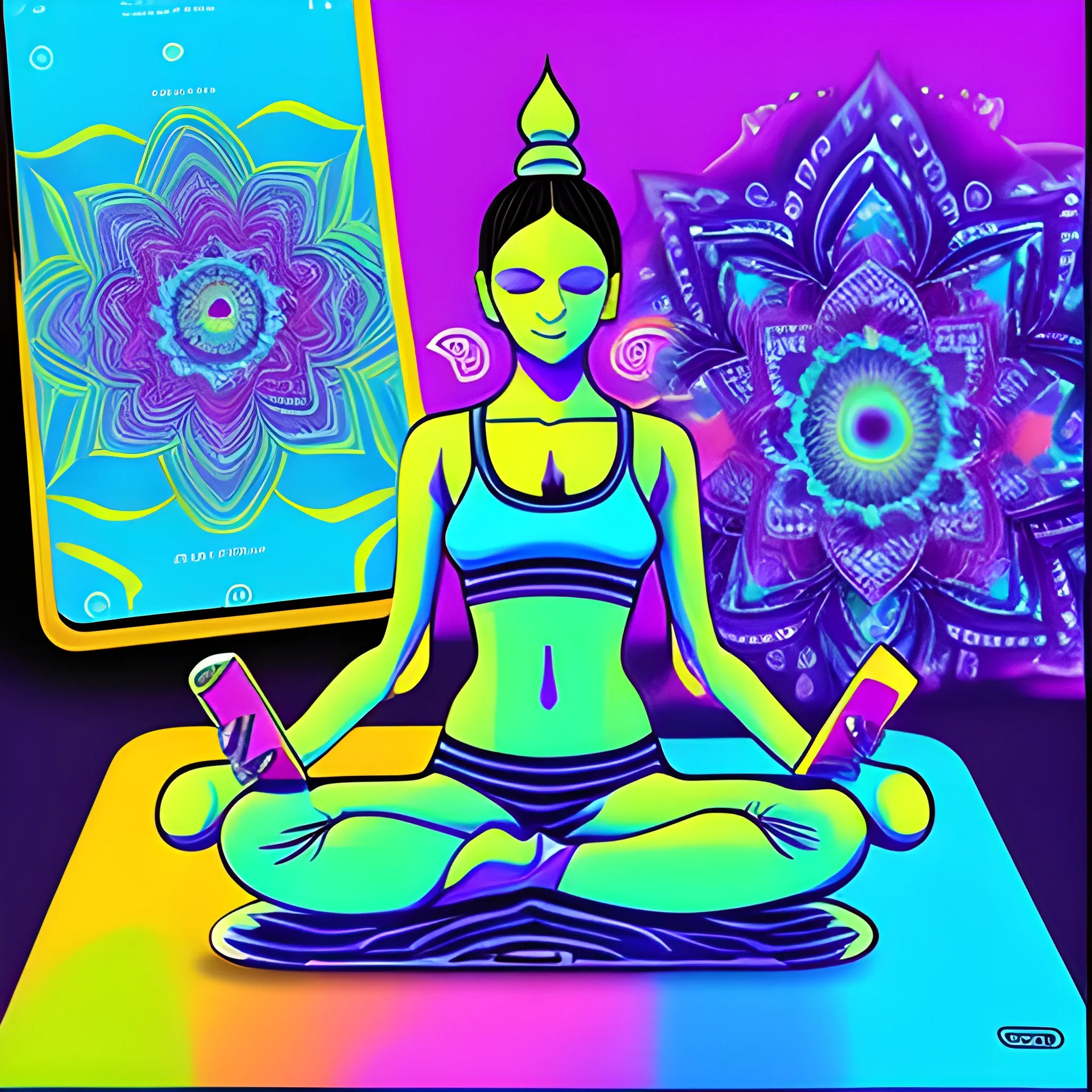 yoga, smartphone, Trippy