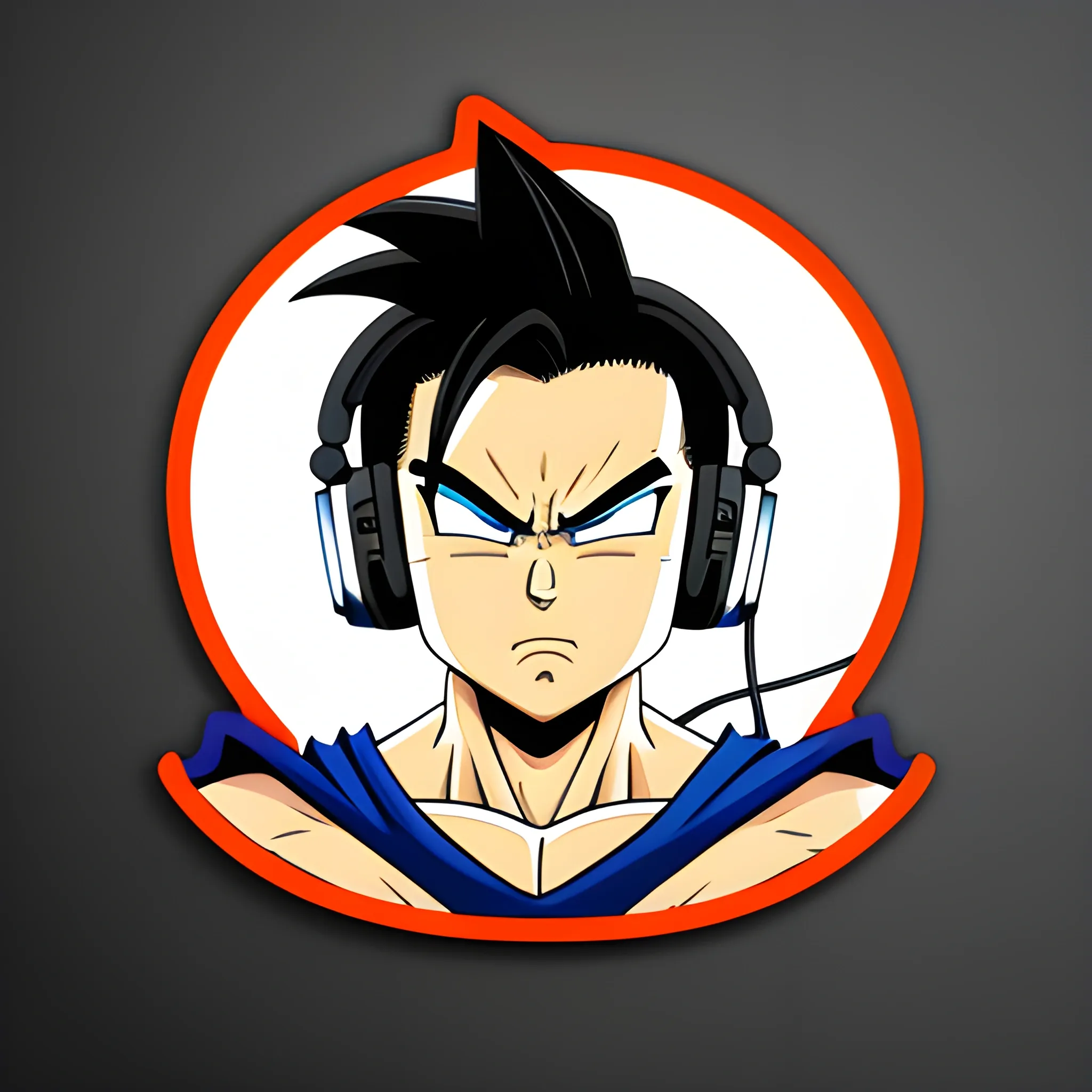 Streamer with headphones, super saiyajin, furious, sticker design, detailed