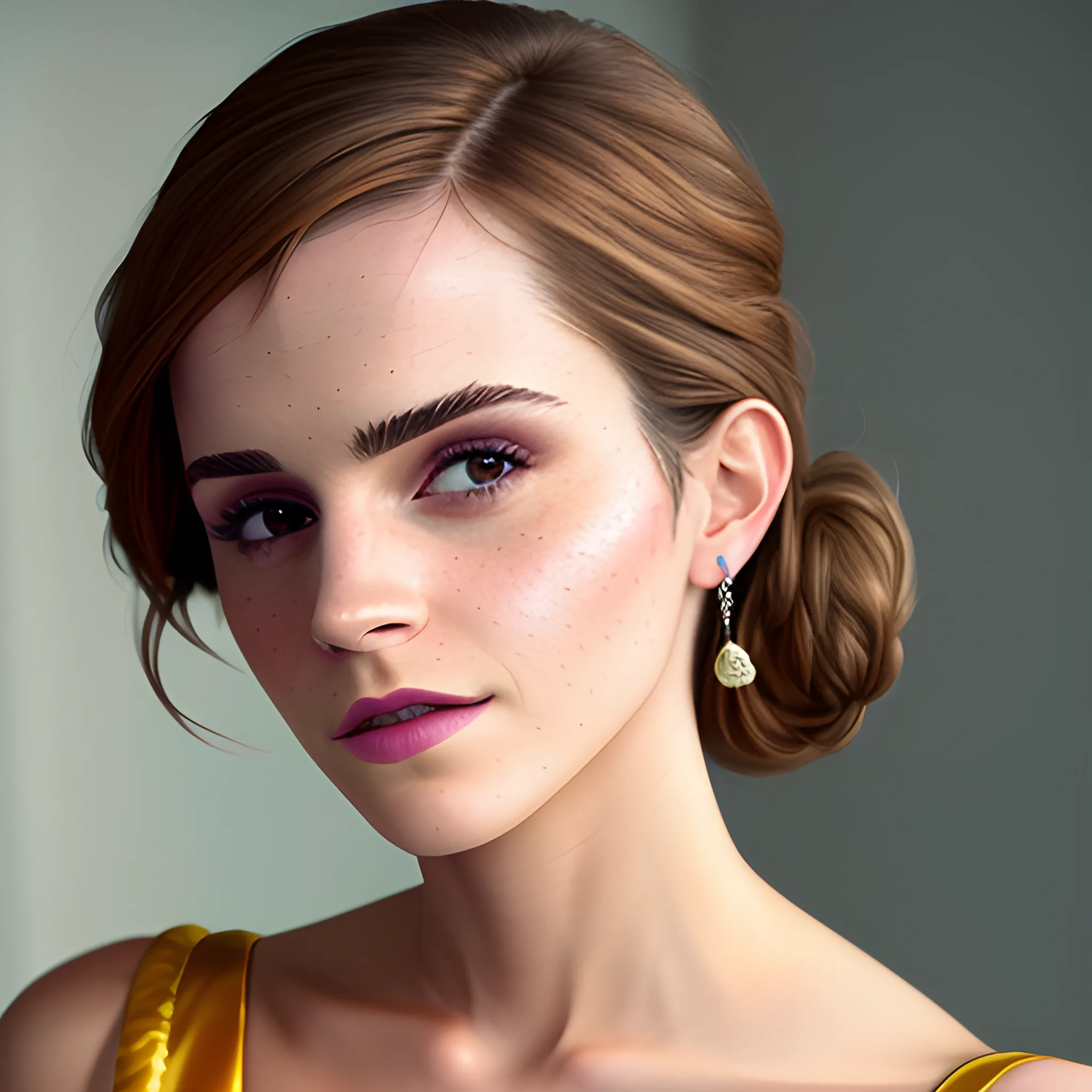 Photo of beautiful emma watson in tiny silk, gorgeous, High detail + Sony Alpha α7, 3D