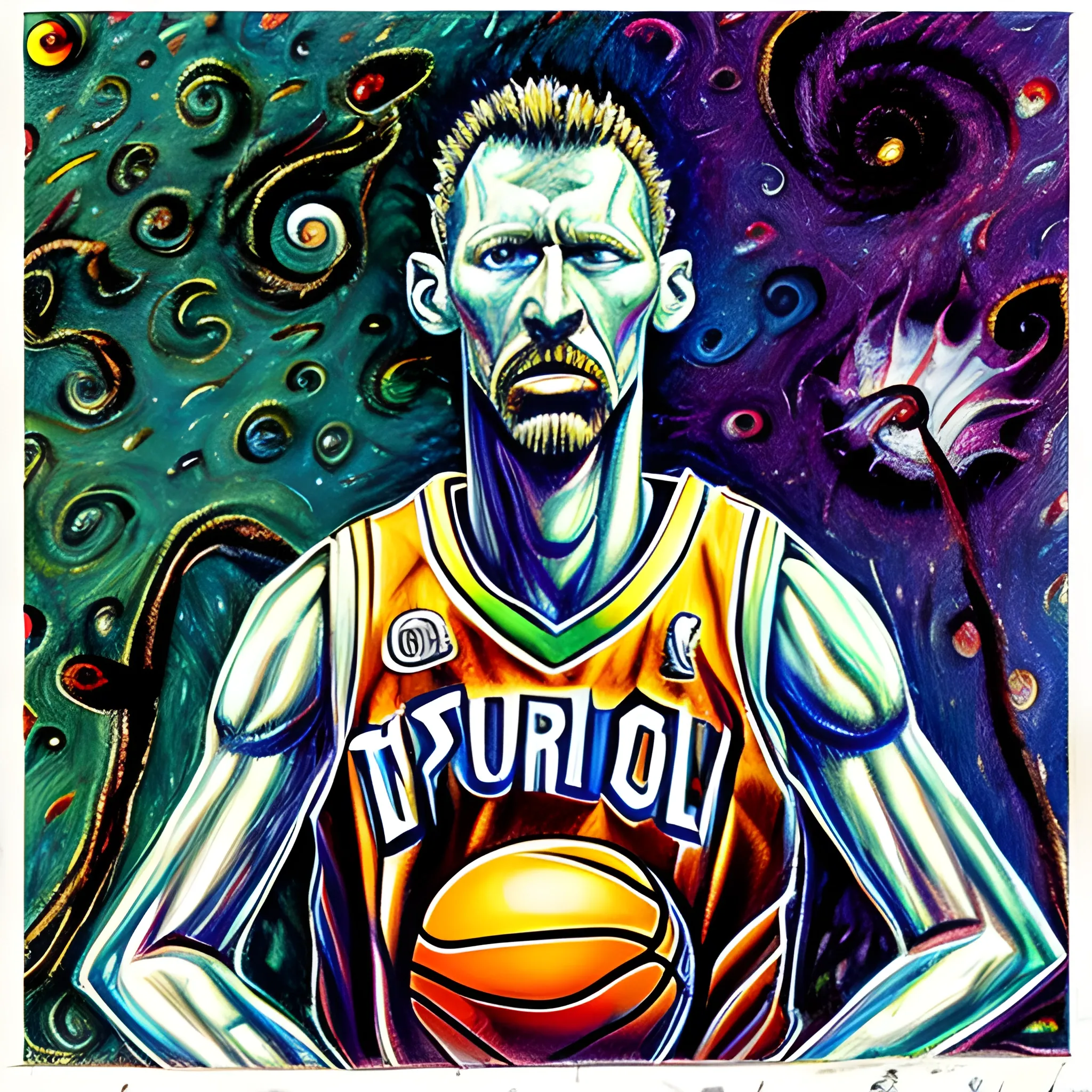 Basketball, Trippy, Cartoon, 3D, Pencil Sketch, Oil Painting, Water Color, Noir, 90s, Van Gogh